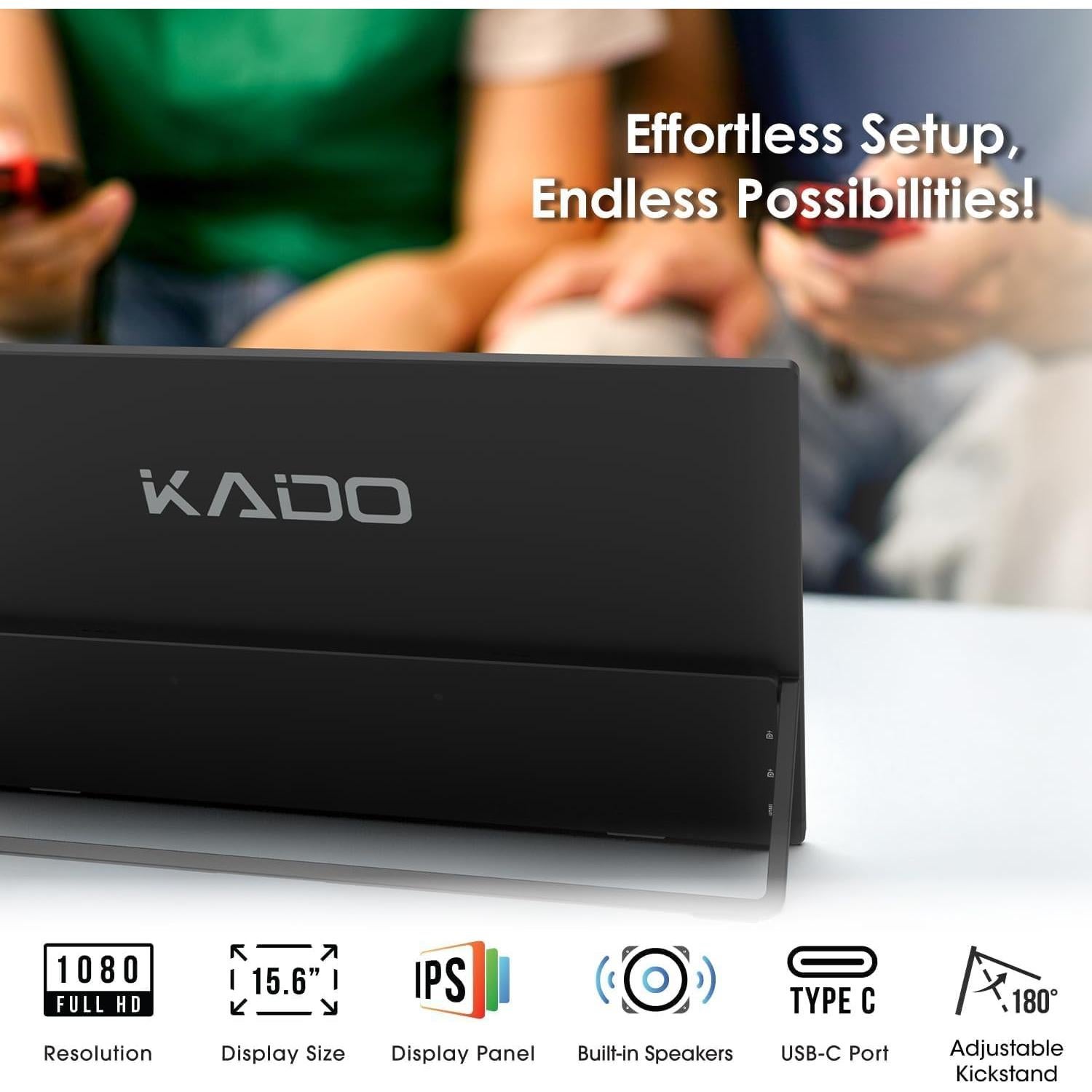 Monitor Portátil Kado 15.6" FHD 1080p IPS HDMI USB-C