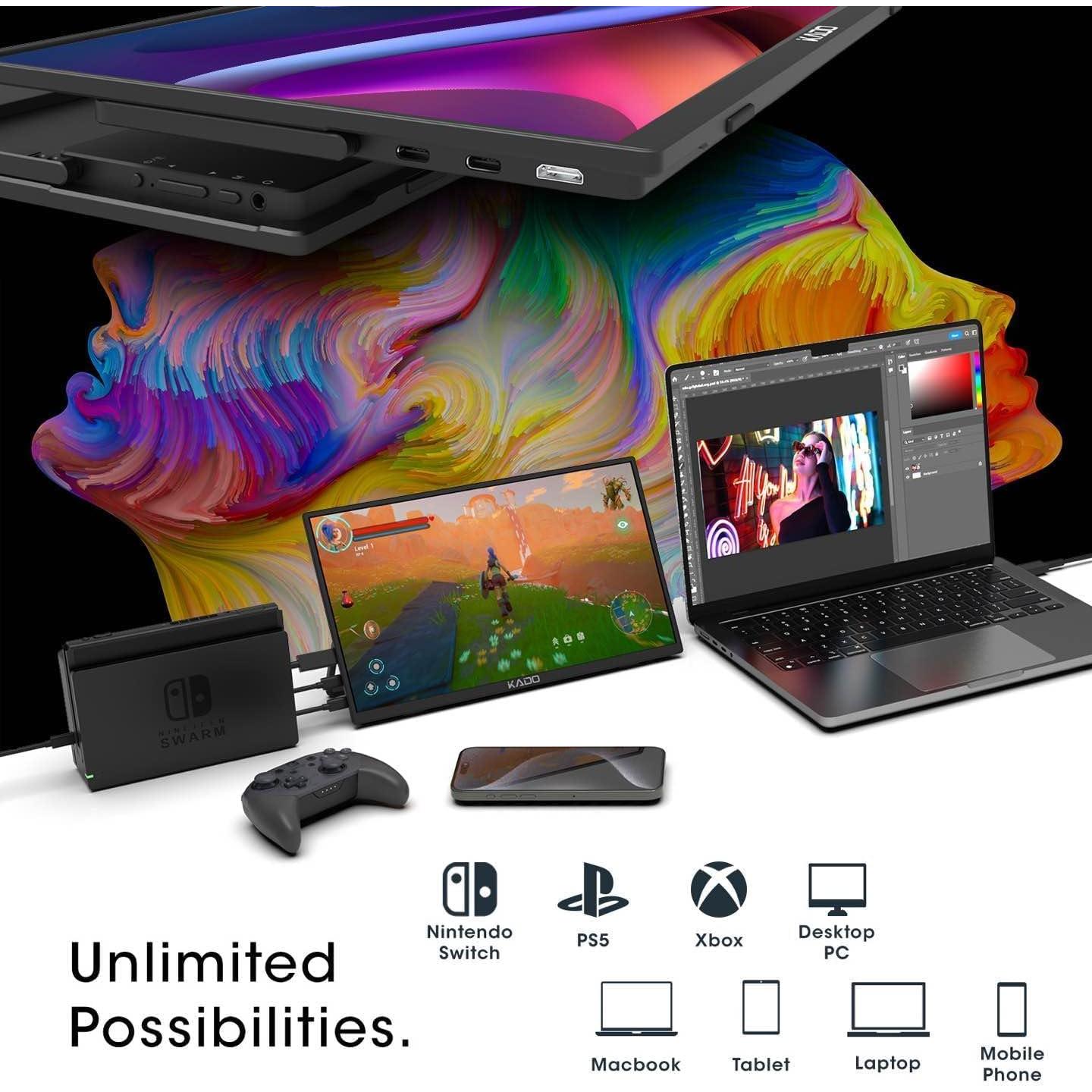 Monitor Portátil Kado 15.6" FHD 1080p IPS HDMI USB-C