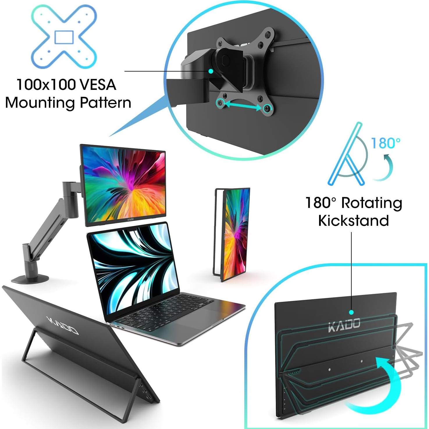 Monitor Portátil Kado 15.6" FHD 1080p IPS HDMI USB-C