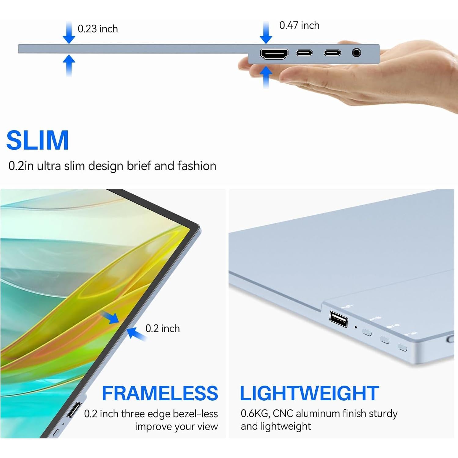 Monitor Portátil Táctil 14" Jhcztrk FHD 1920x1200 USB-C