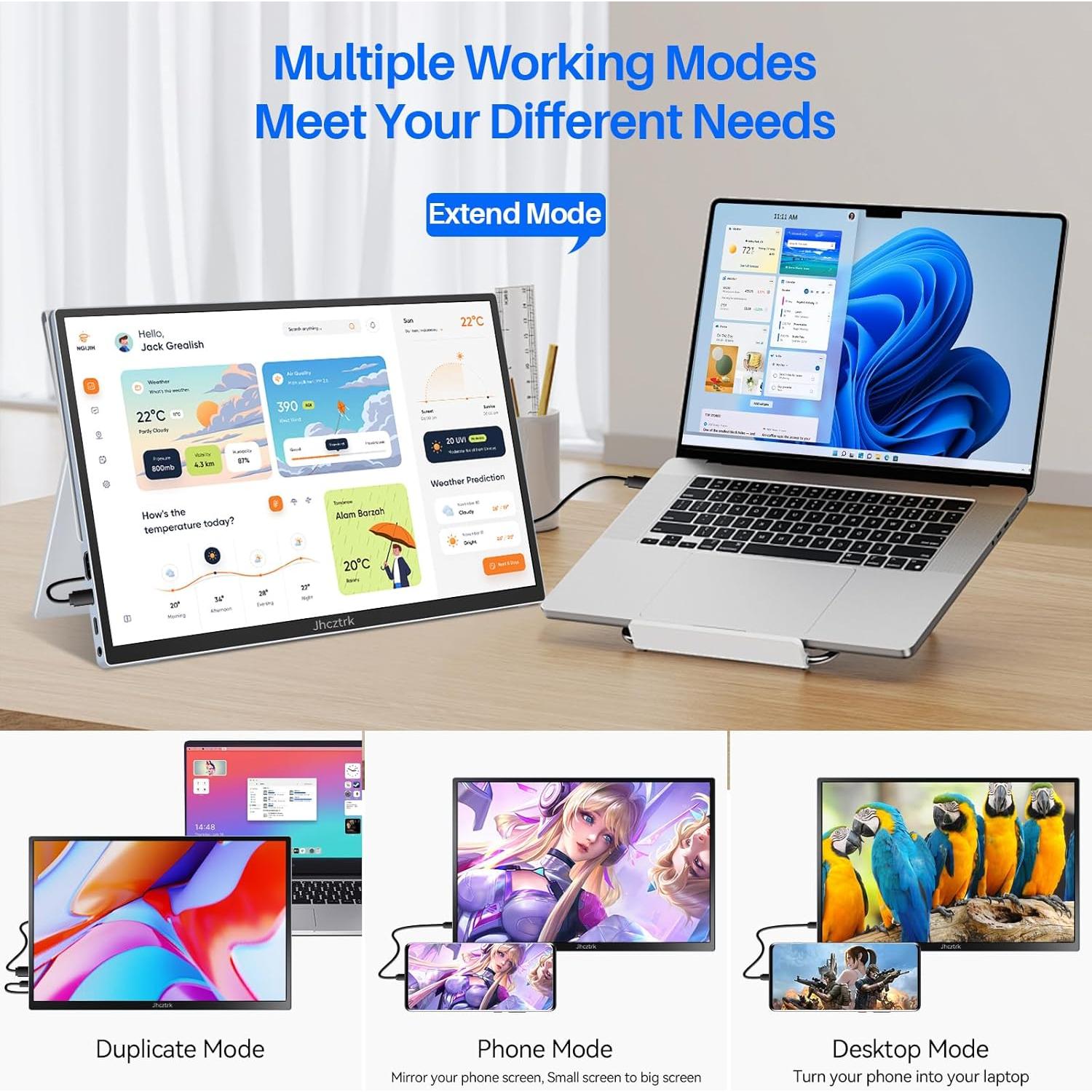 Monitor Portátil Táctil 14" Jhcztrk FHD 1920x1200 USB-C