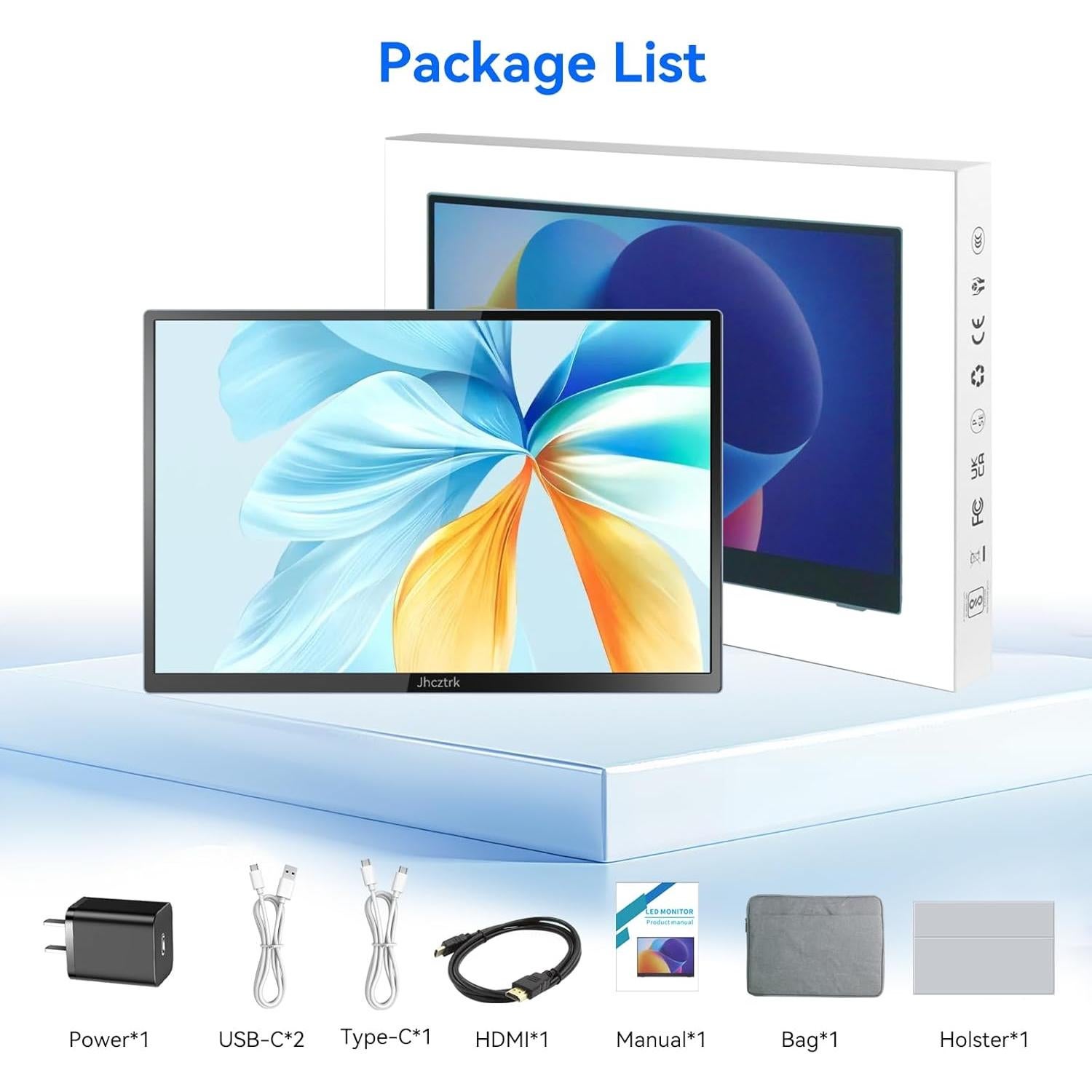 Monitor Portátil Táctil 14" Jhcztrk FHD 1920x1200 USB-C