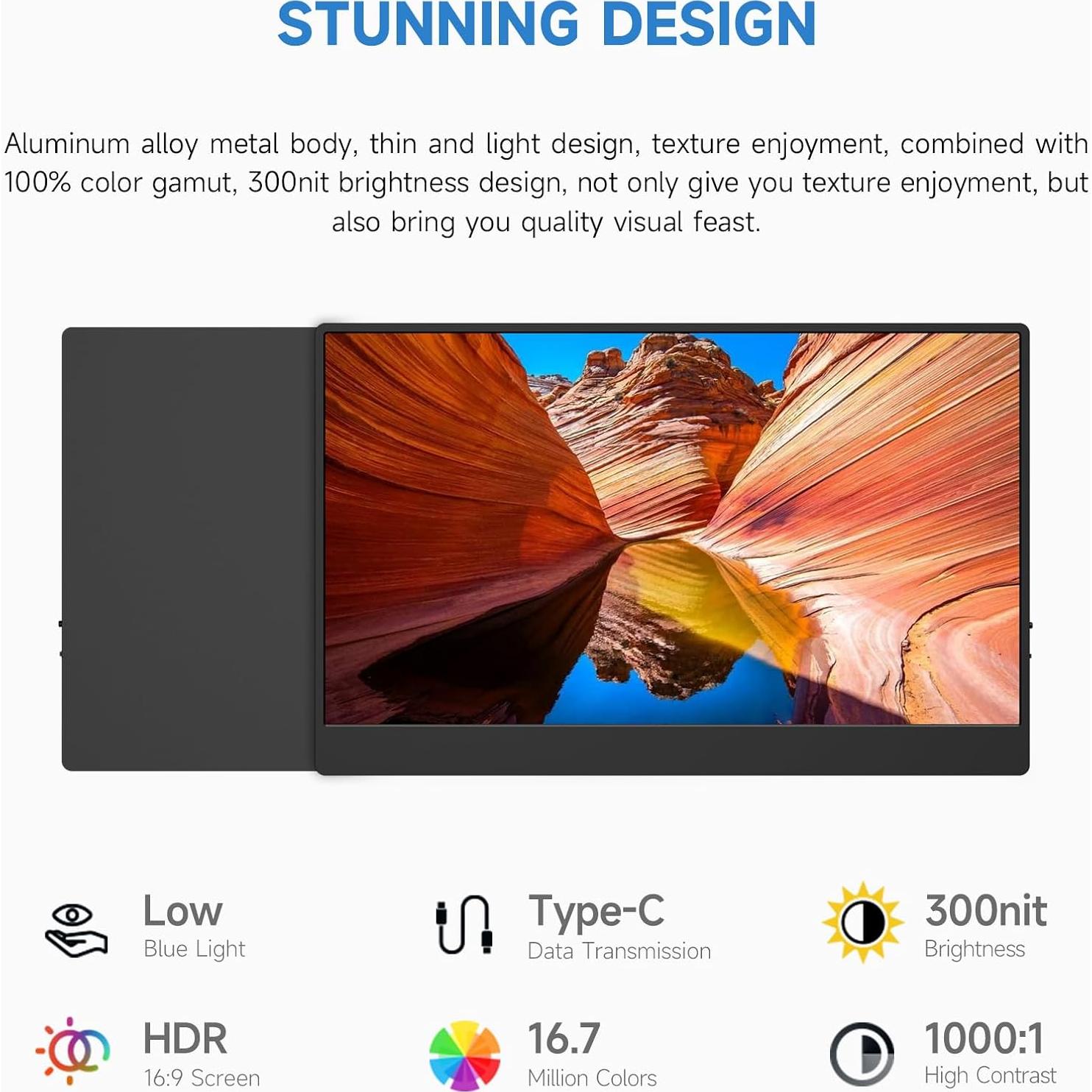 Monitor Portátil AYY 15" FHD 1080P USB-C HDMI Ultra Delgado