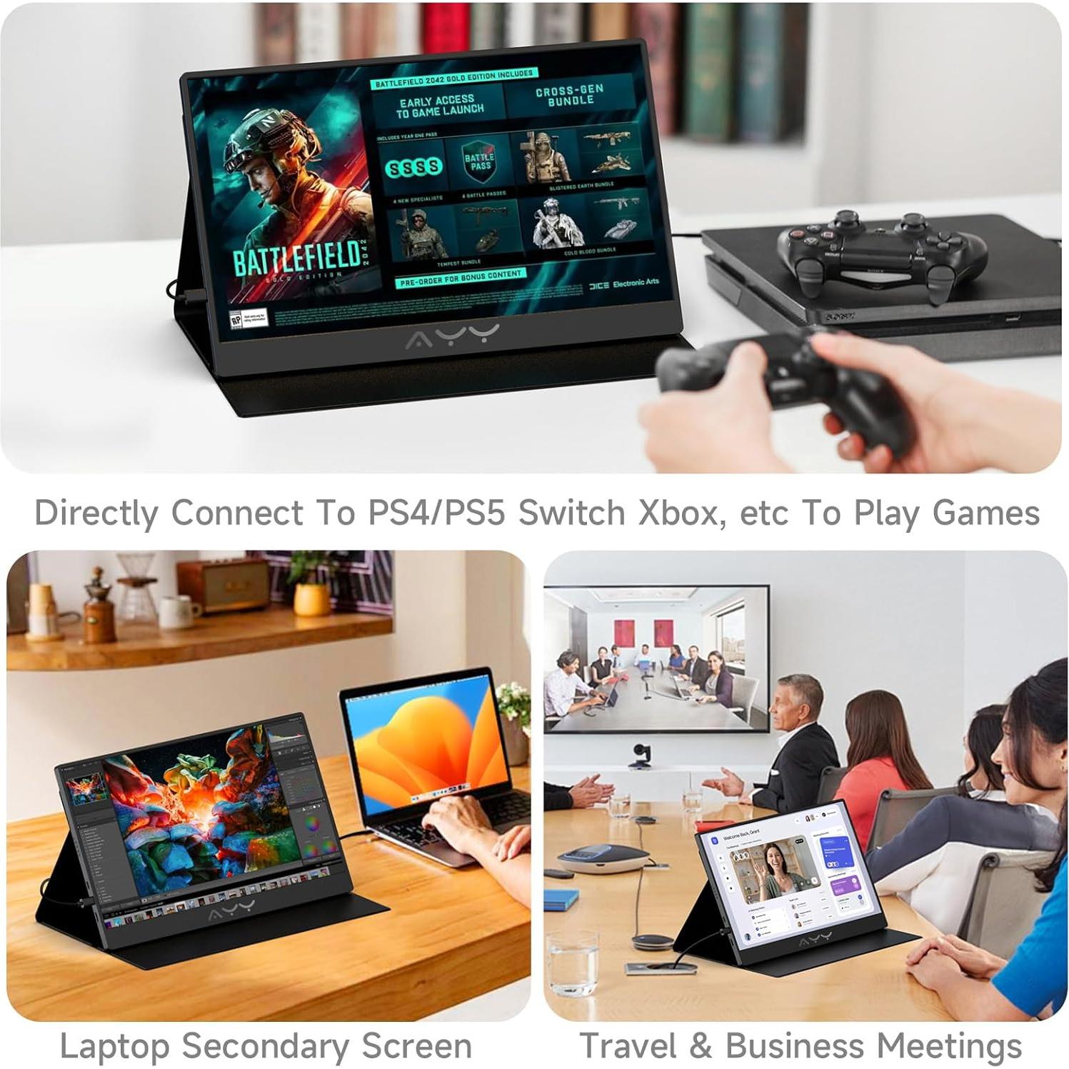 Monitor Portátil AYY 15" FHD 1080P USB-C HDMI Ultra Delgado