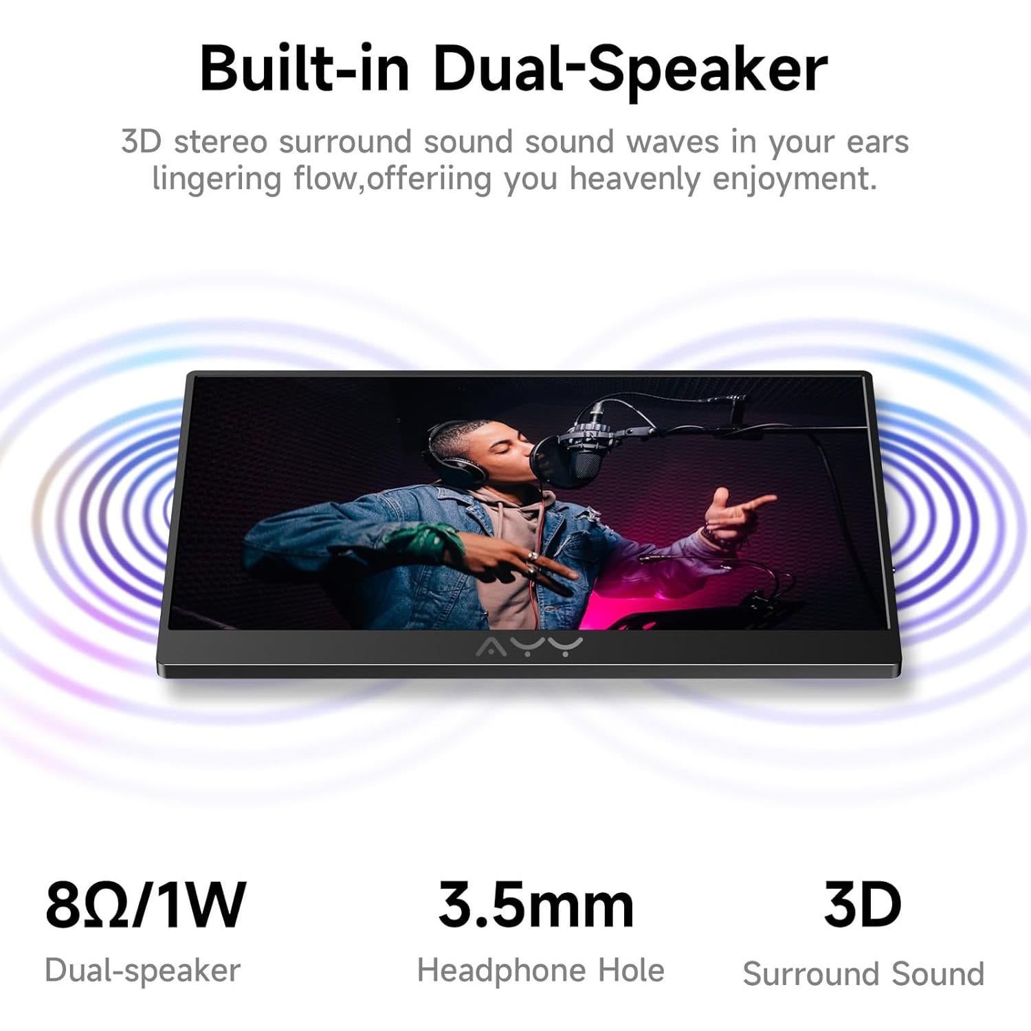 Monitor Portátil AYY 15" FHD 1080P USB-C HDMI Ultra Delgado