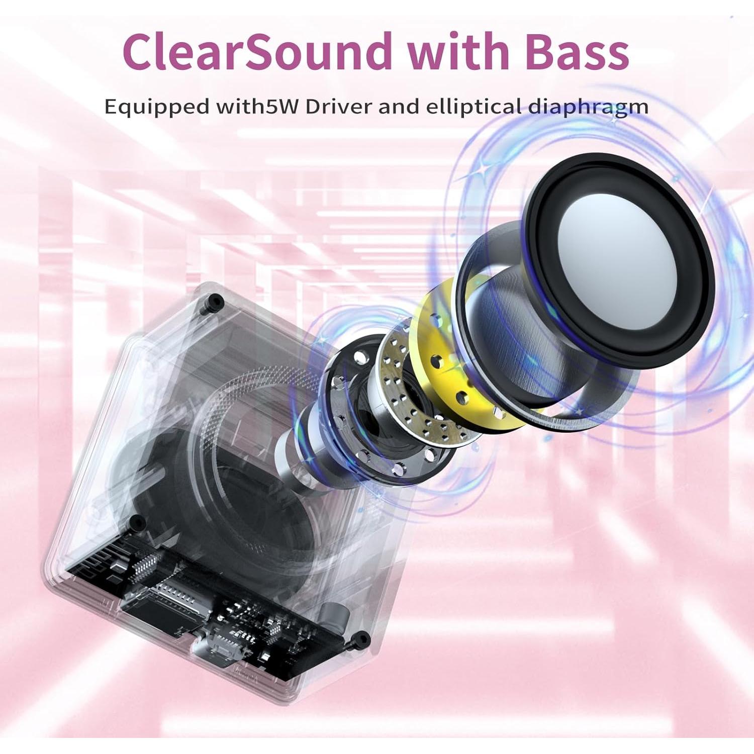 Altavoz Bluetooth LENRUE A01 Mini 5W Rosa Inalámbrico