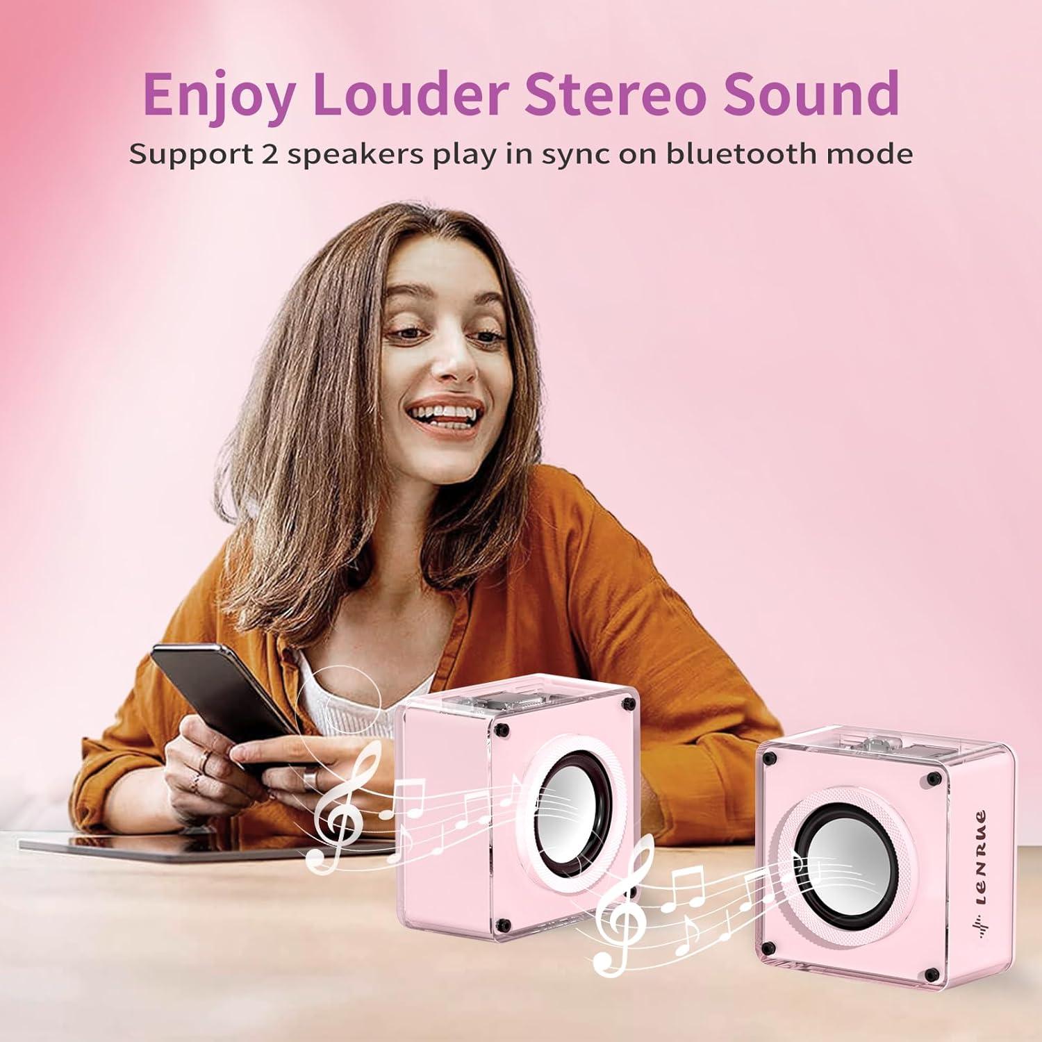 Altavoz Bluetooth LENRUE A01 Mini 5W Rosa Inalámbrico