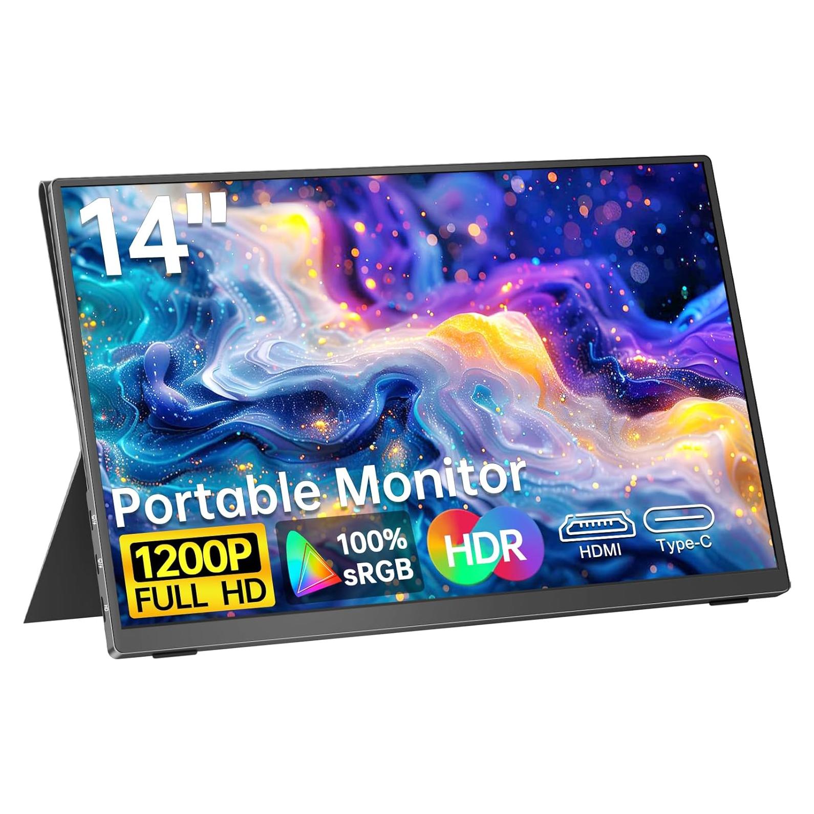 Monitor Portátil 14" FHD 1920x1200 UFYQL con USB-C/HDMI