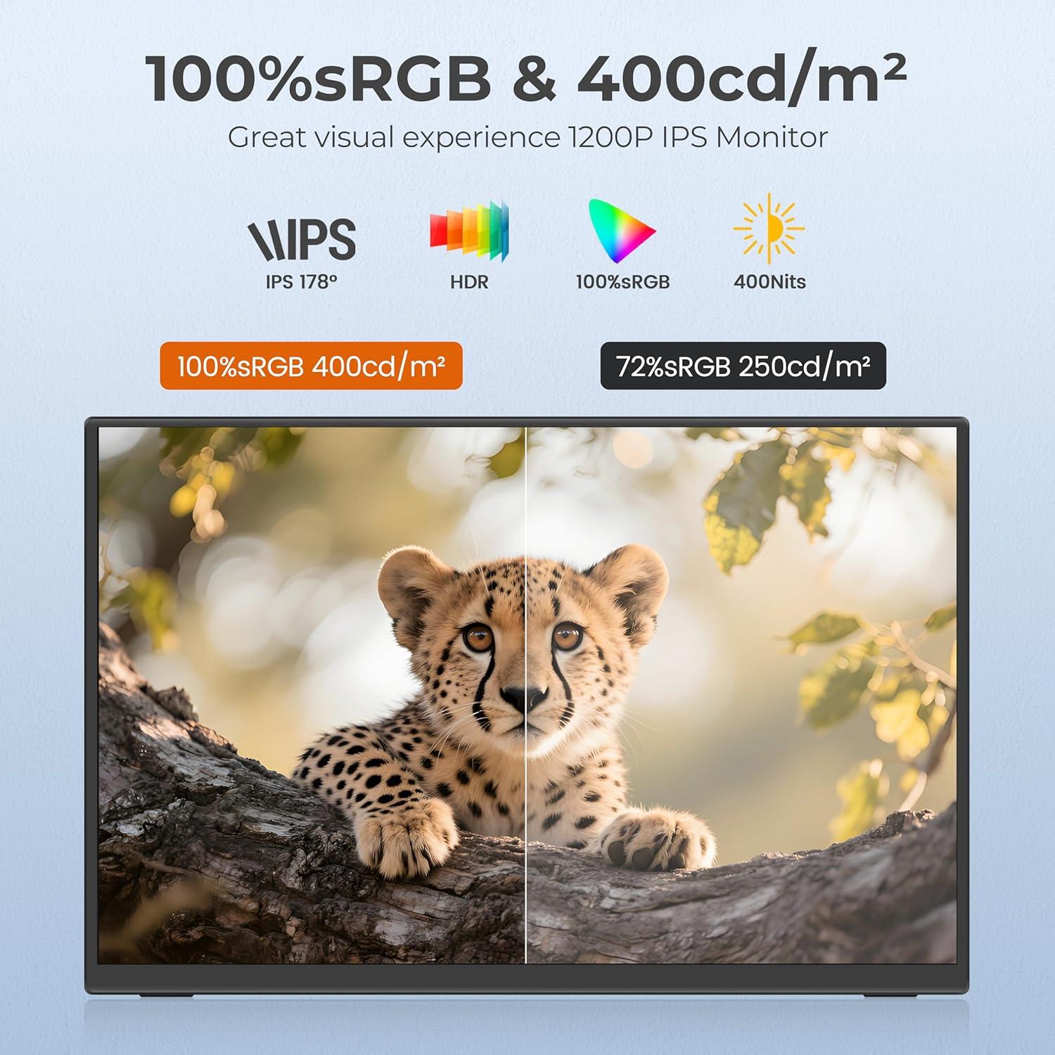 Monitor Portátil 14" FHD 1920x1200 UFYQL con USB-C/HDMI