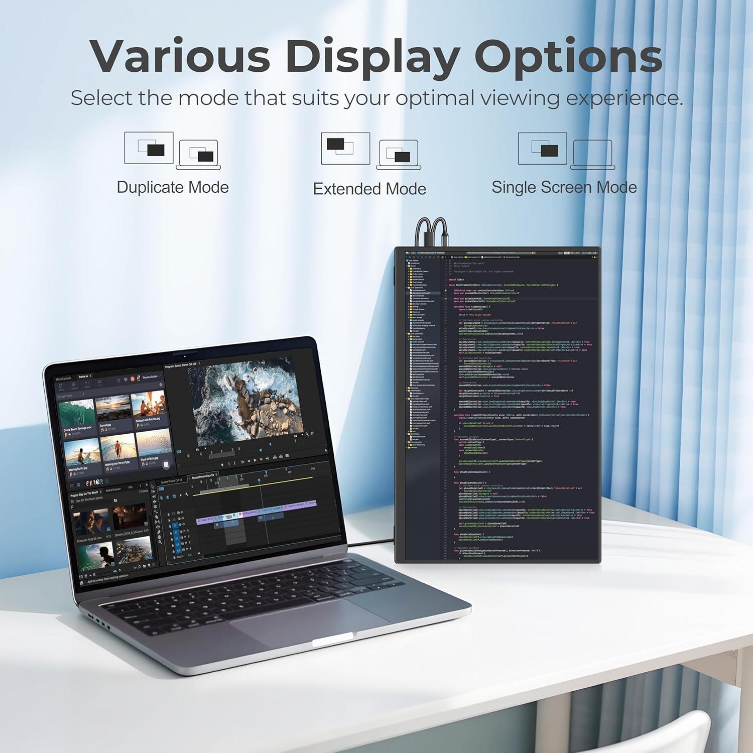 Monitor Portátil 14" FHD 1920x1200 UFYQL con USB-C/HDMI
