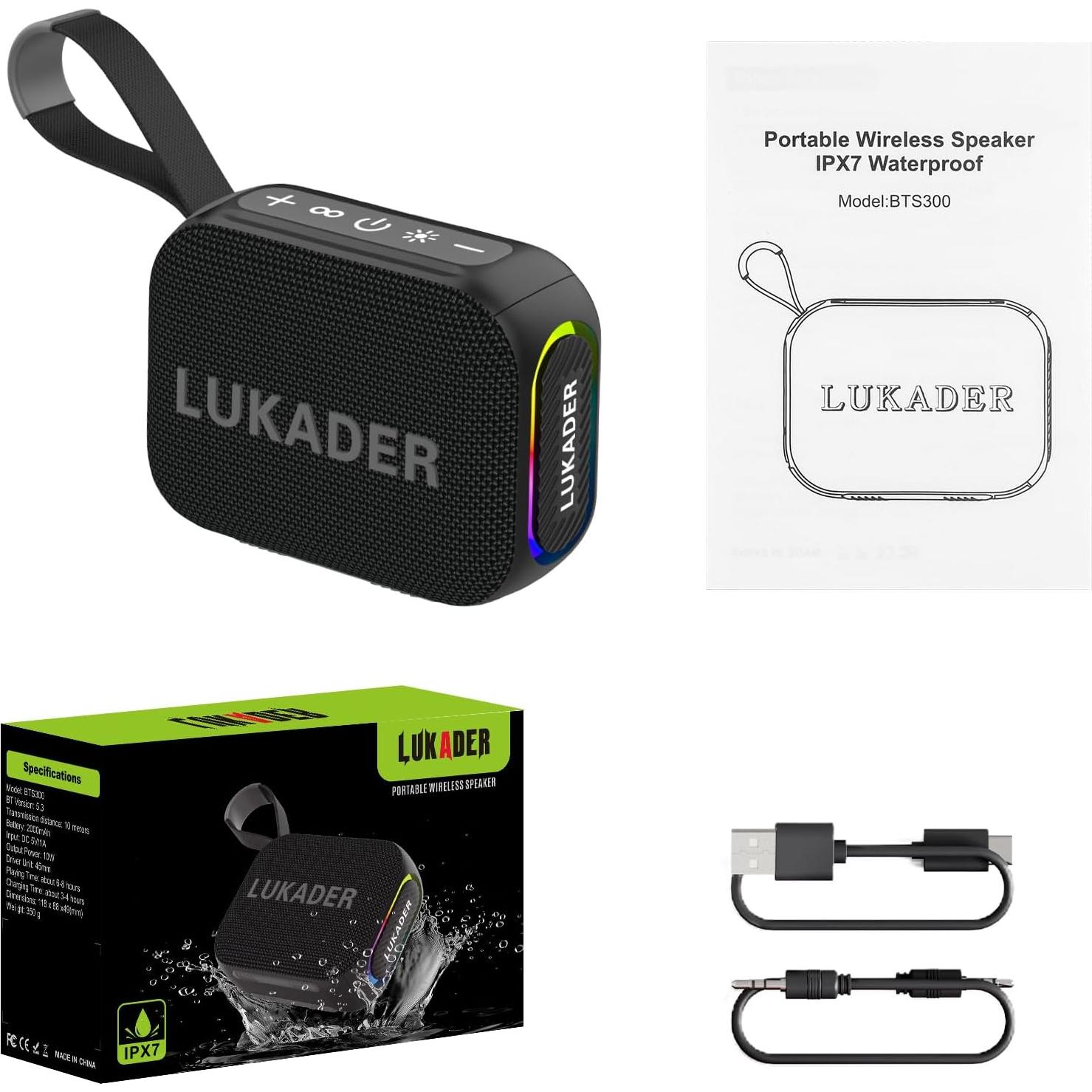 Altavoz Bluetooth LUKADER BTS300 Impermeable IPX7 10W Portátil