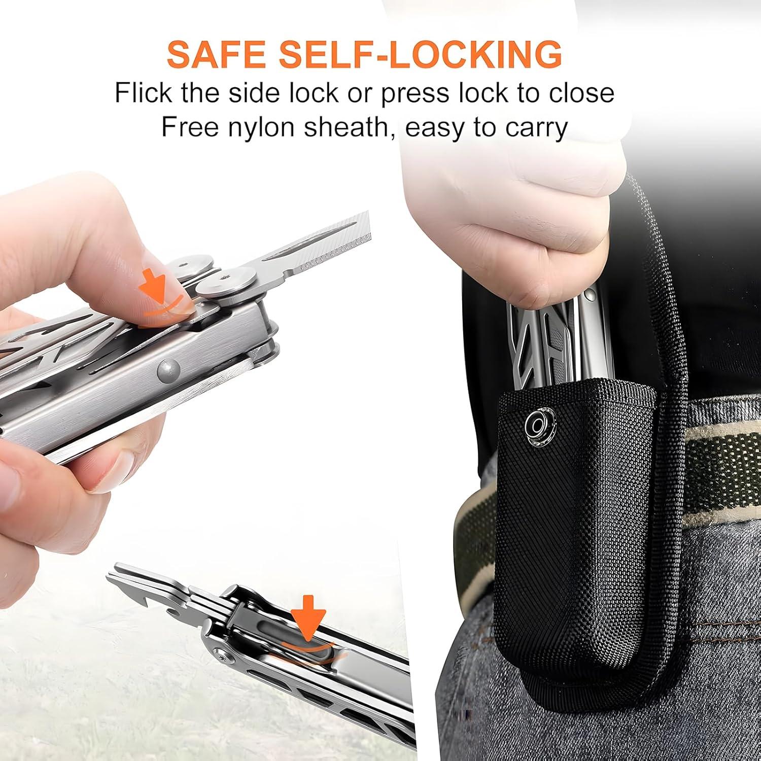 Multiherramienta 16-en-1 aiGear de Acero Inoxidable con Bloqueo