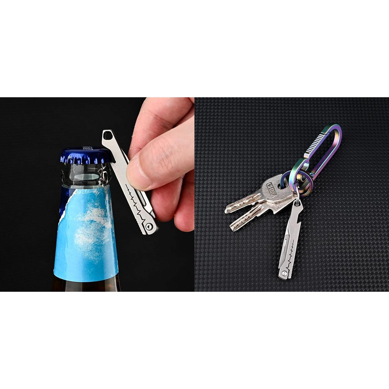 Cuchillo Utility de Llavero Titanio SZHOWORLD con 10 Cuchillas