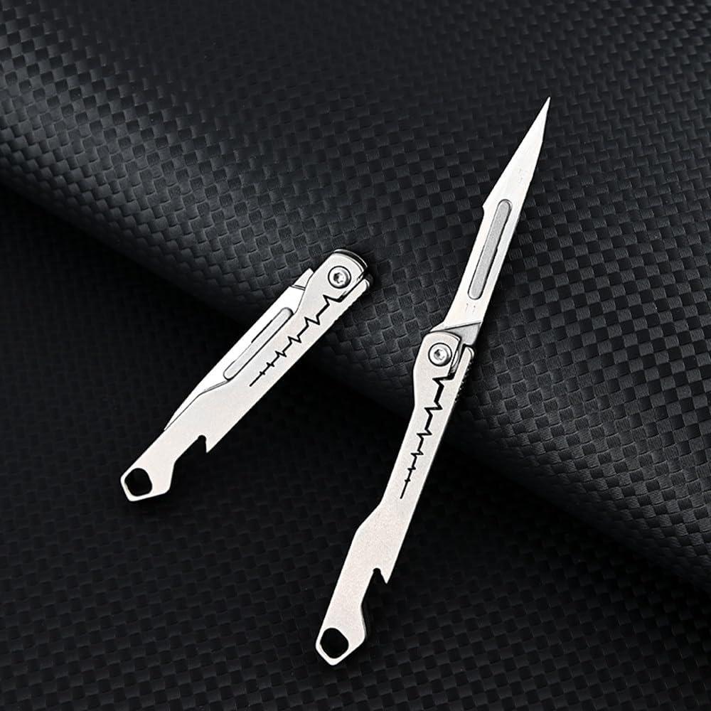 Cuchillo Utility de Llavero Titanio SZHOWORLD con 10 Cuchillas