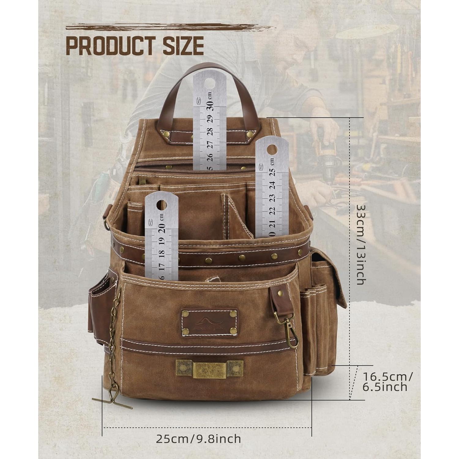 Bolsa de Herramientas ARCFOX 11 Bolsillos Lona Marrón