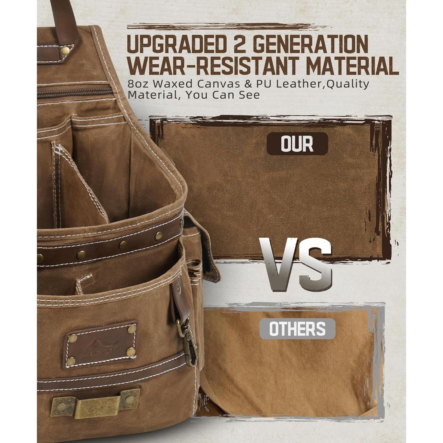 Bolsa de Herramientas ARCFOX 11 Bolsillos Lona Marrón