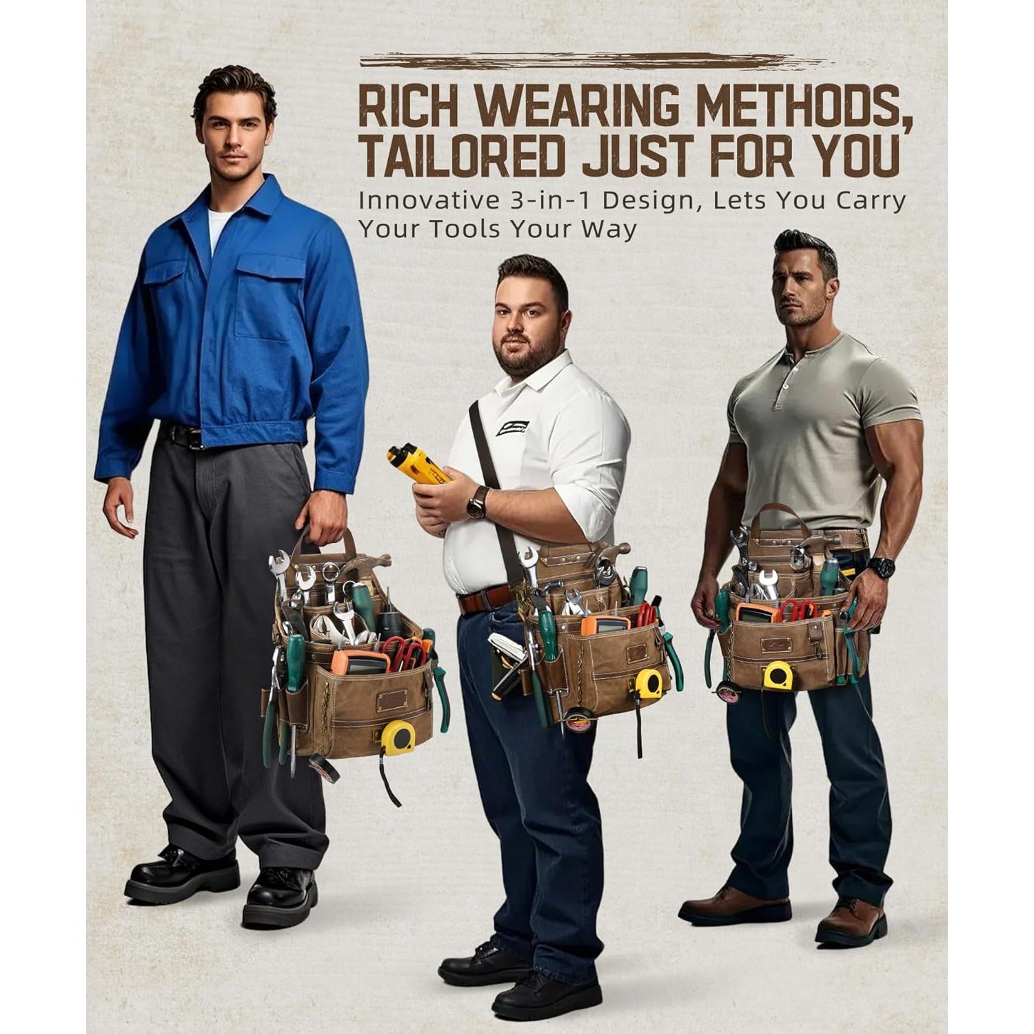 Bolsa de Herramientas ARCFOX 11 Bolsillos Lona Marrón