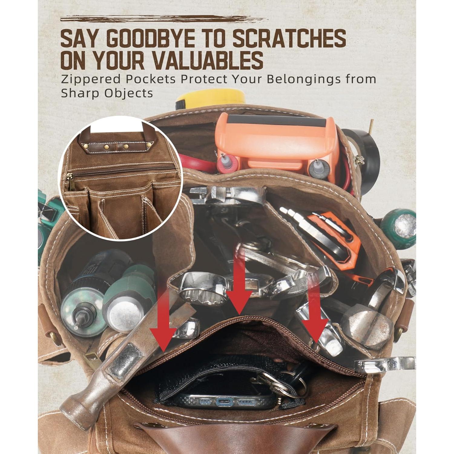 Bolsa de Herramientas ARCFOX 11 Bolsillos Lona Marrón