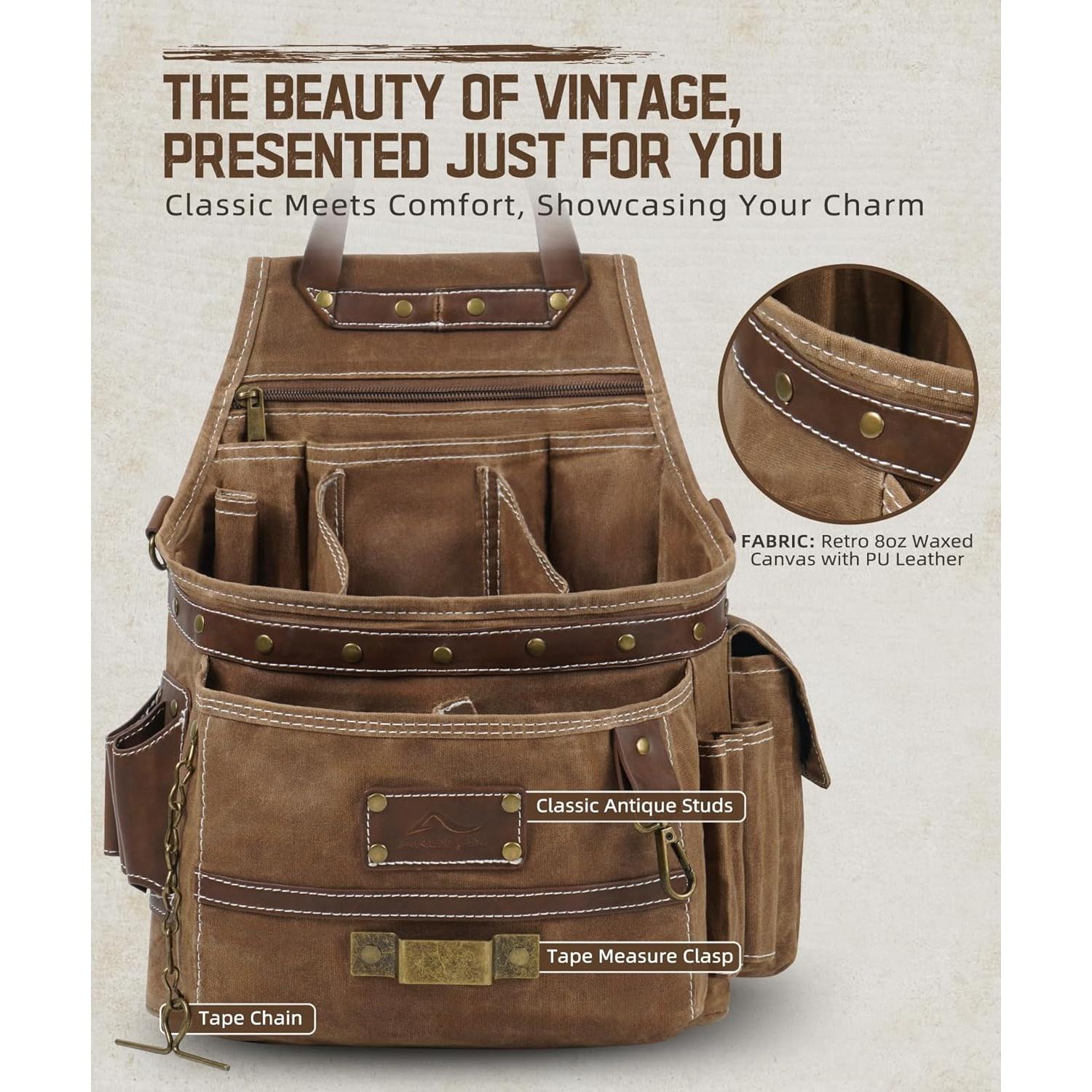 Bolsa de Herramientas ARCFOX 11 Bolsillos Lona Marrón