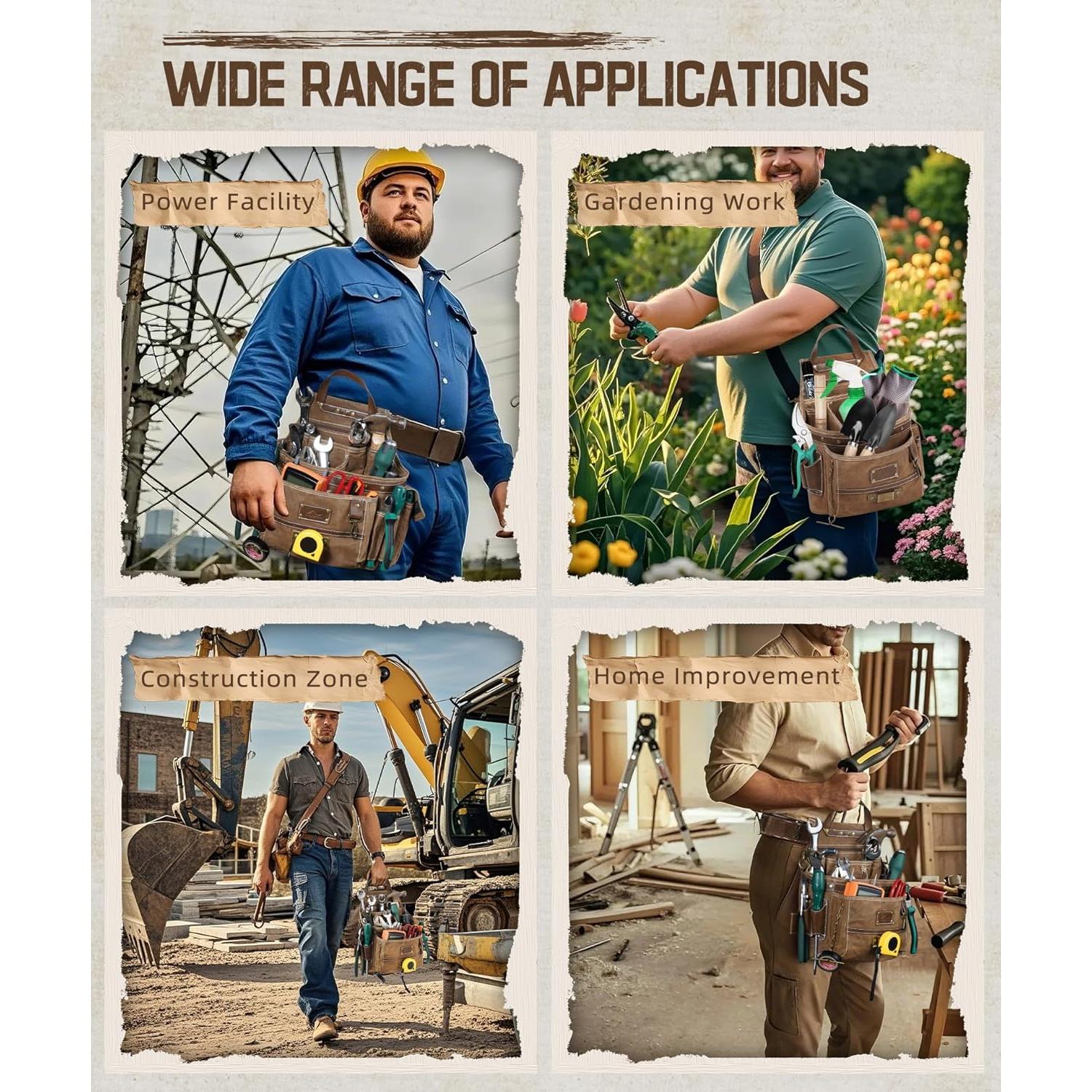 Bolsa de Herramientas ARCFOX 11 Bolsillos Lona Marrón