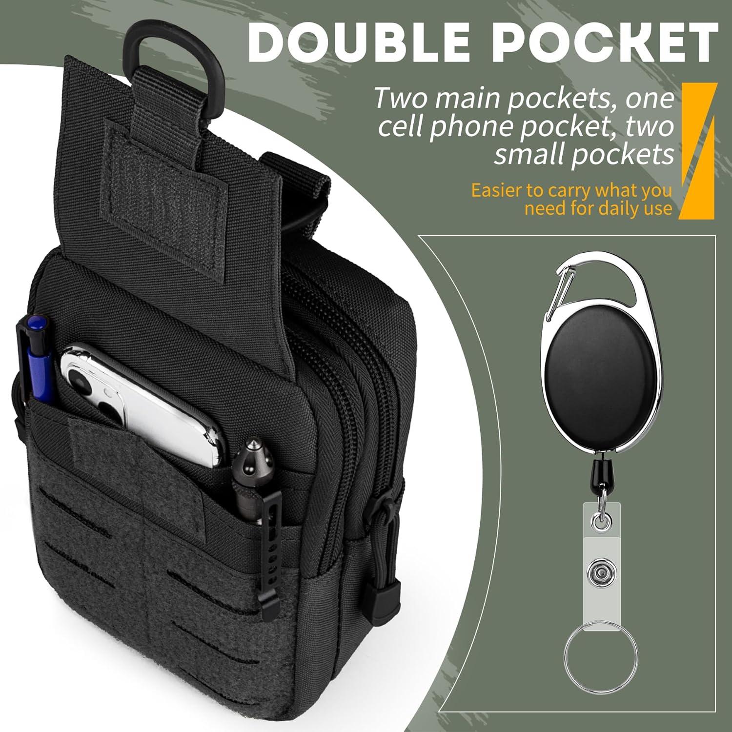 Bolsa Táctica Molle Utilitaria bvya para Cintura - Nylon Negro