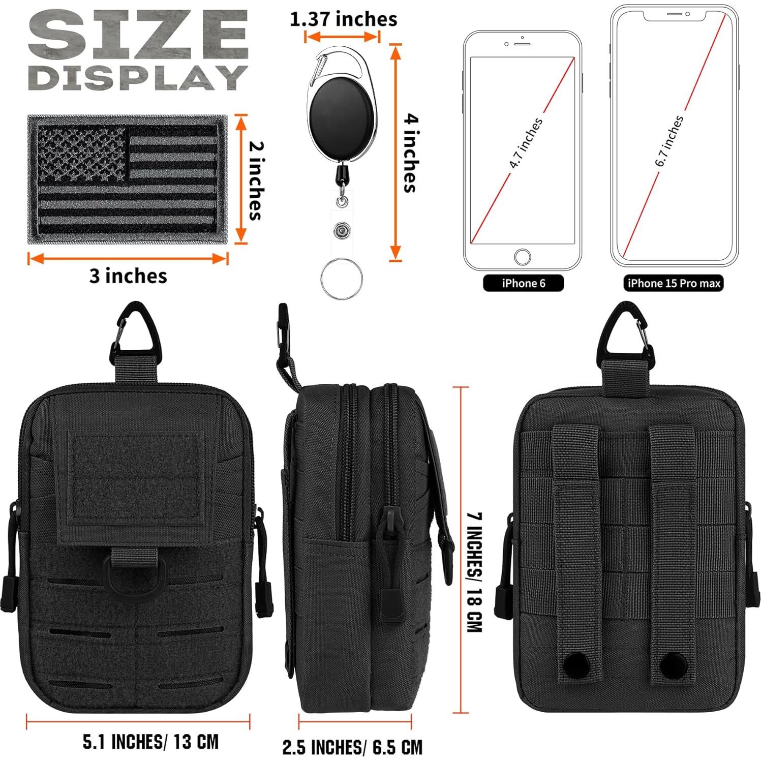 Bolsa Táctica Molle Utilitaria bvya para Cintura - Nylon Negro