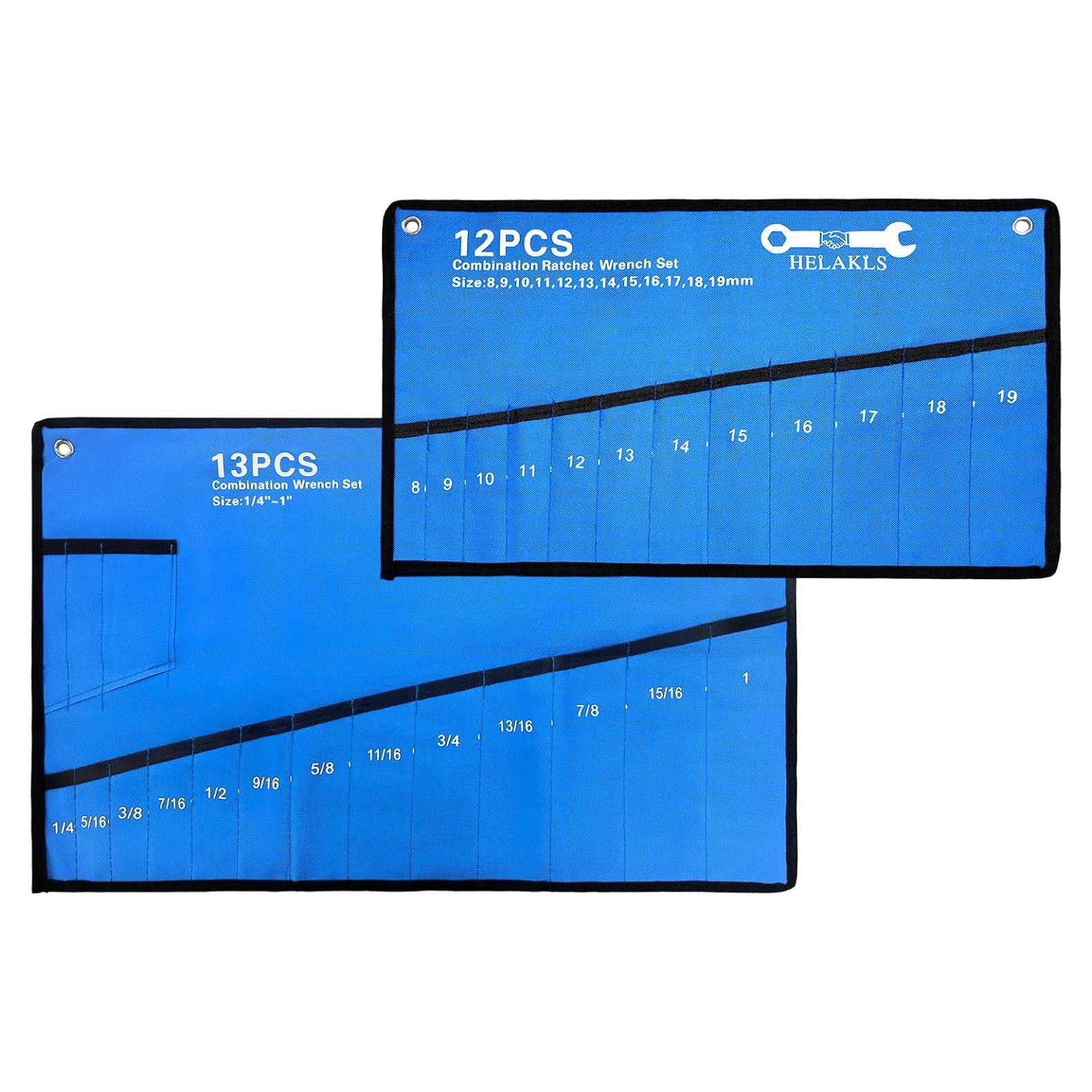 Organizador de Llaves Enrollado HELAKLS - 13 Bolsillos Lona Azul