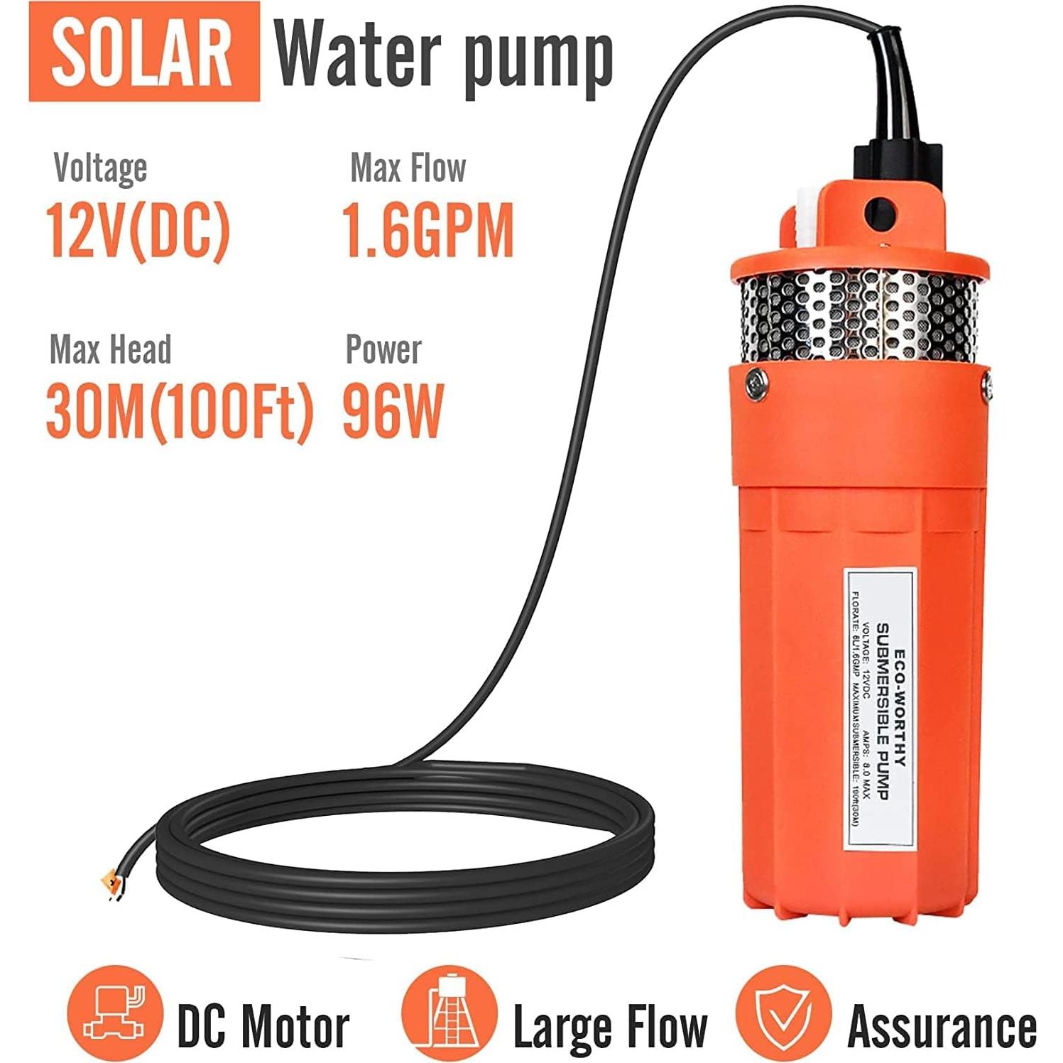 Kit de Bomba de Agua Solar ECO-WORTHY 200W + Batería 50Ah