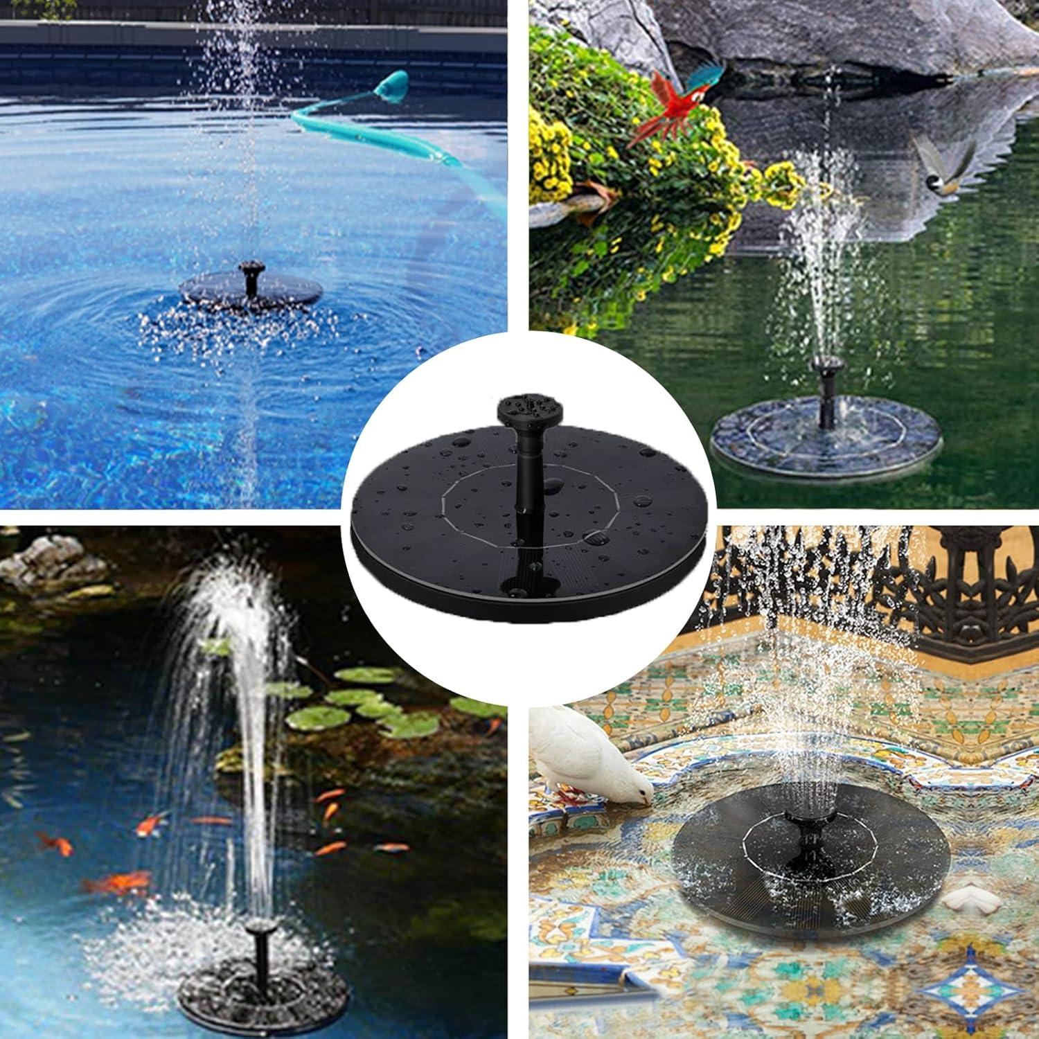 Fuente de Agua Solar Honche 1.5W con 6 Boquillas Intercambiables