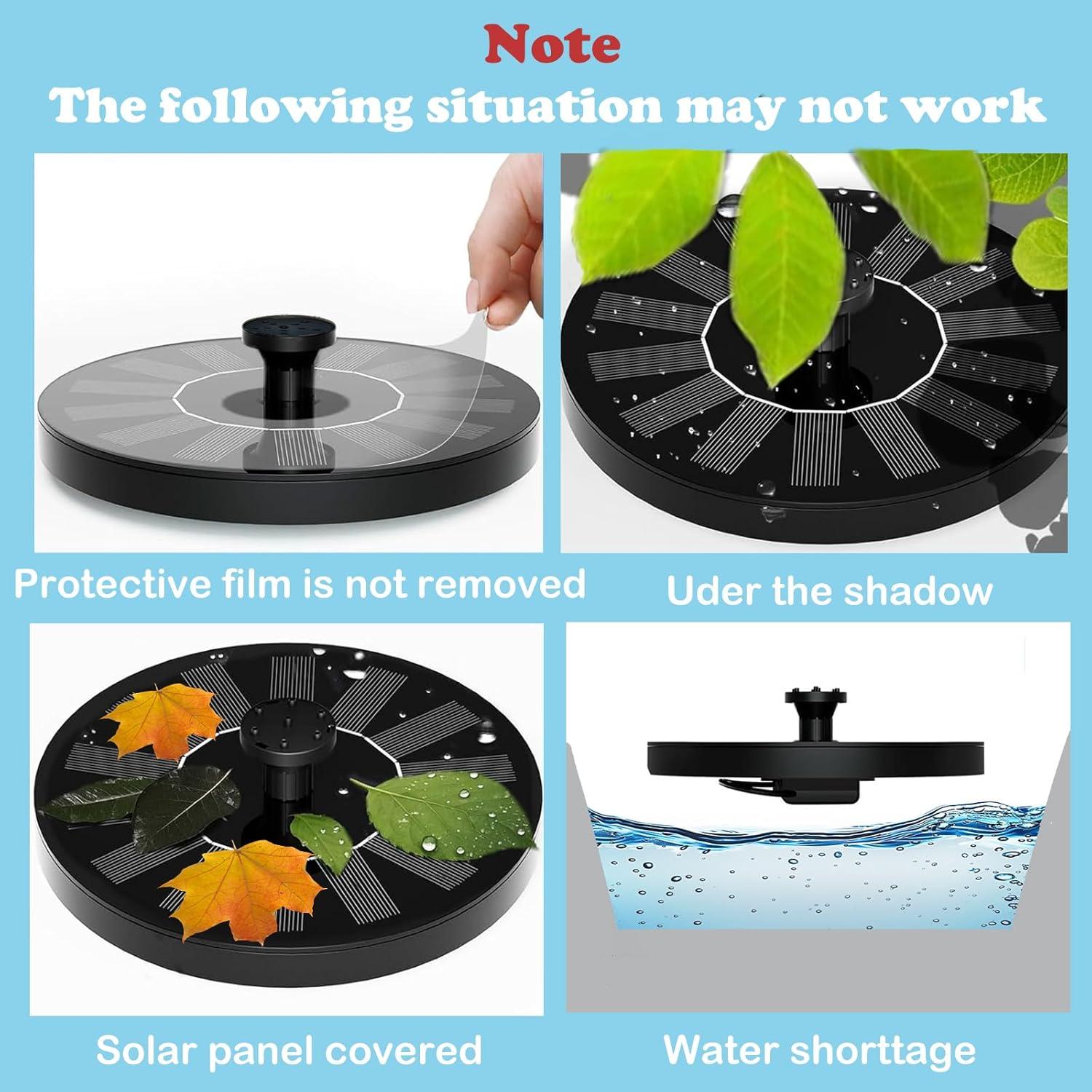 Fuente de Agua Solar Honche 1.5W con 6 Boquillas Intercambiables