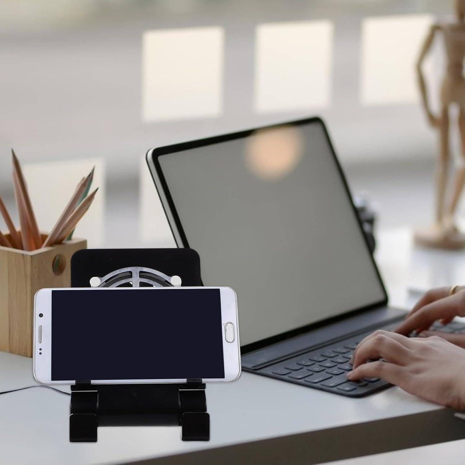 Soporte Plegable para Laptop y Teléfono con Ventilador USB Abaodam