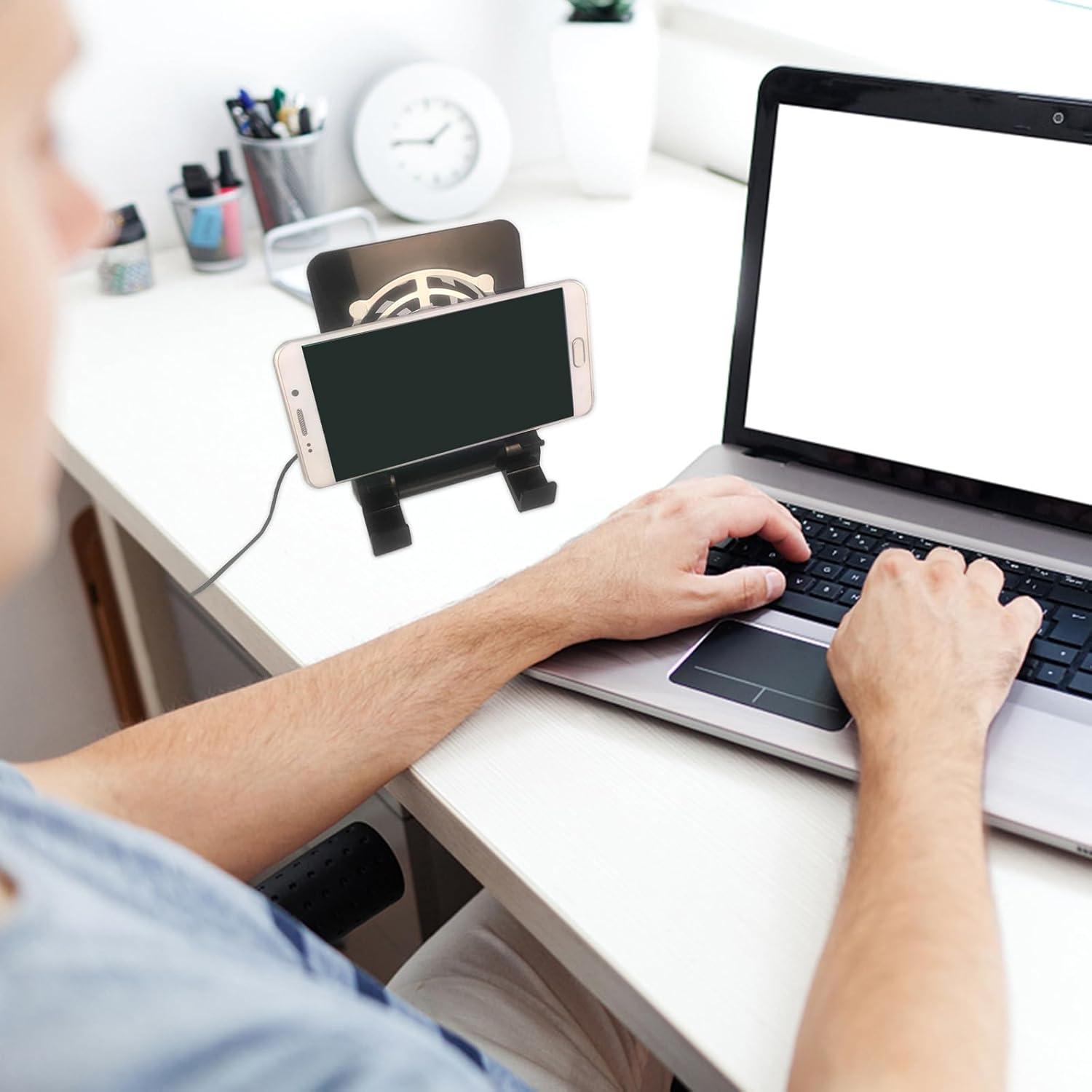 Soporte Plegable para Laptop y Teléfono con Ventilador USB Abaodam