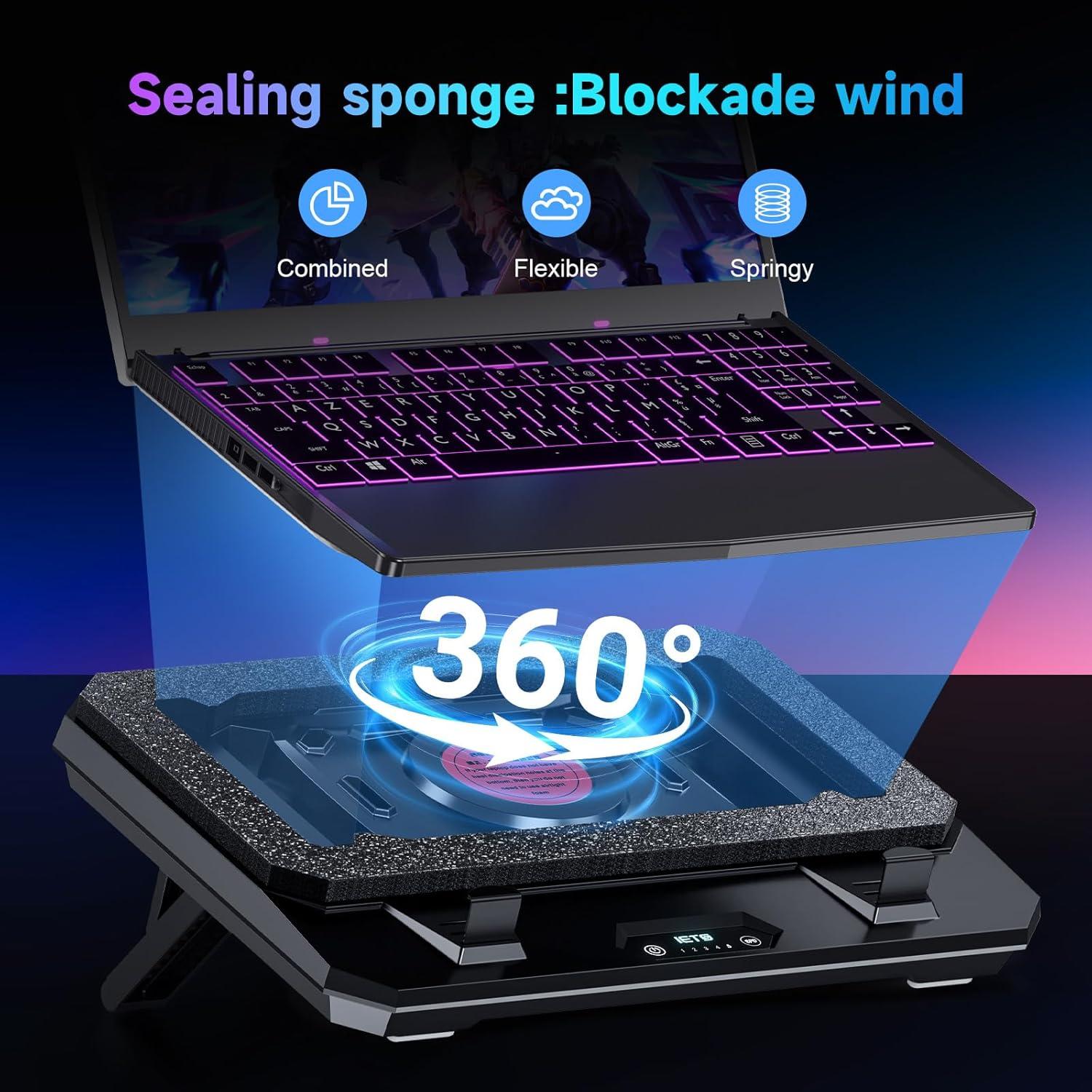 Enfriador de Laptop IETS GT300B1 con Soporte Ajustable 10-17"