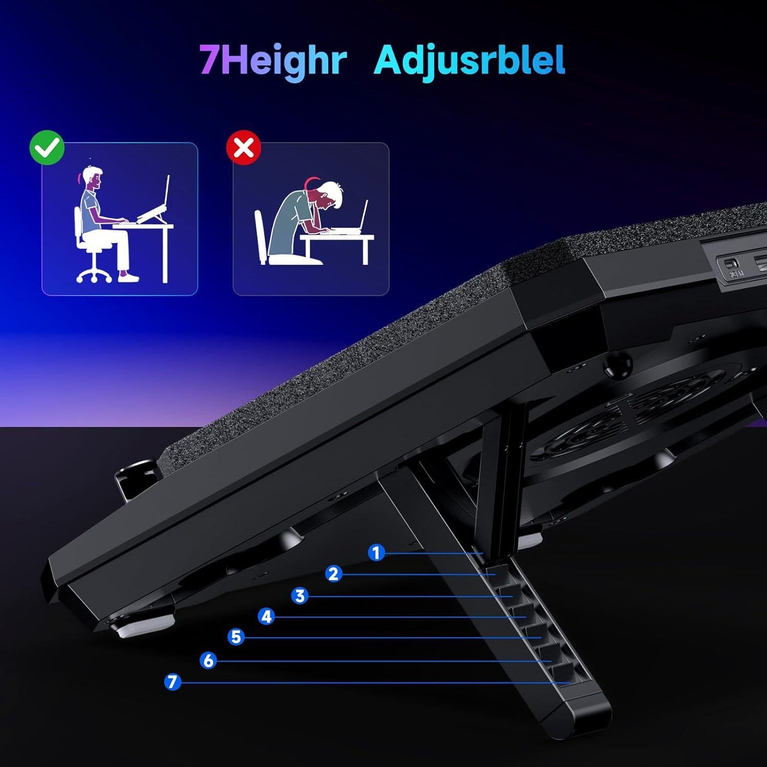 Enfriador de Laptop IETS GT300B1 con Soporte Ajustable 10-17"