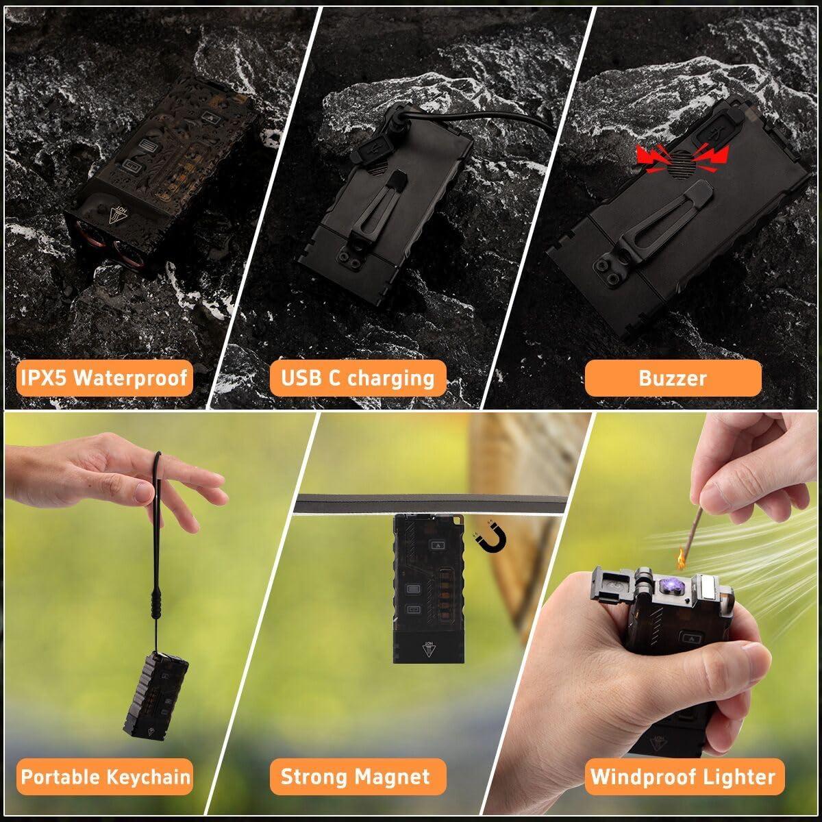 Linterna LED EDC iToncs Recargable USB C IPX5 13 Modos