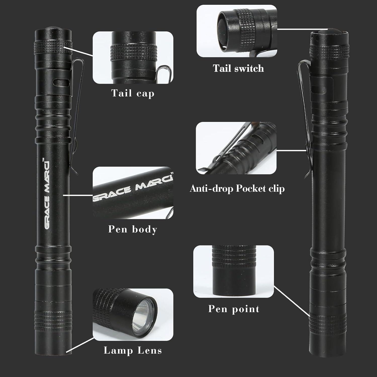 Paquete de 5 Linternas Tácticas EDC Grace Marci 200LM