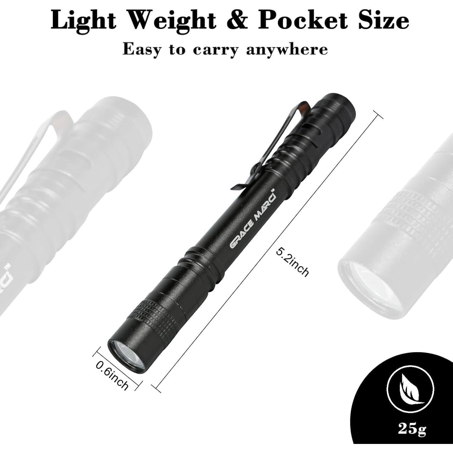 Paquete de 5 Linternas Tácticas EDC Grace Marci 200LM