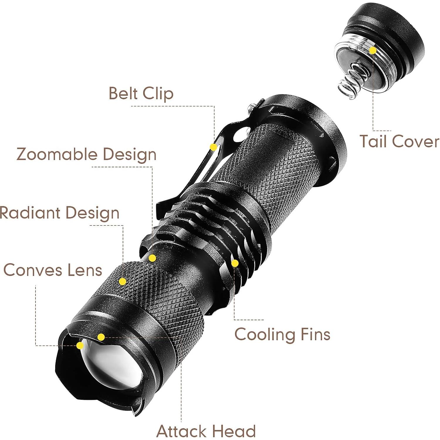 Mudder Paquete de 10 Mini Linternas LED 3 Modos Ajustables