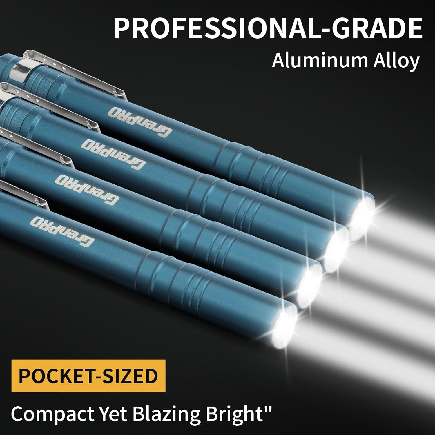 Linterna LED de bolsillo GRENPRO azul, 4 unidades, 140g