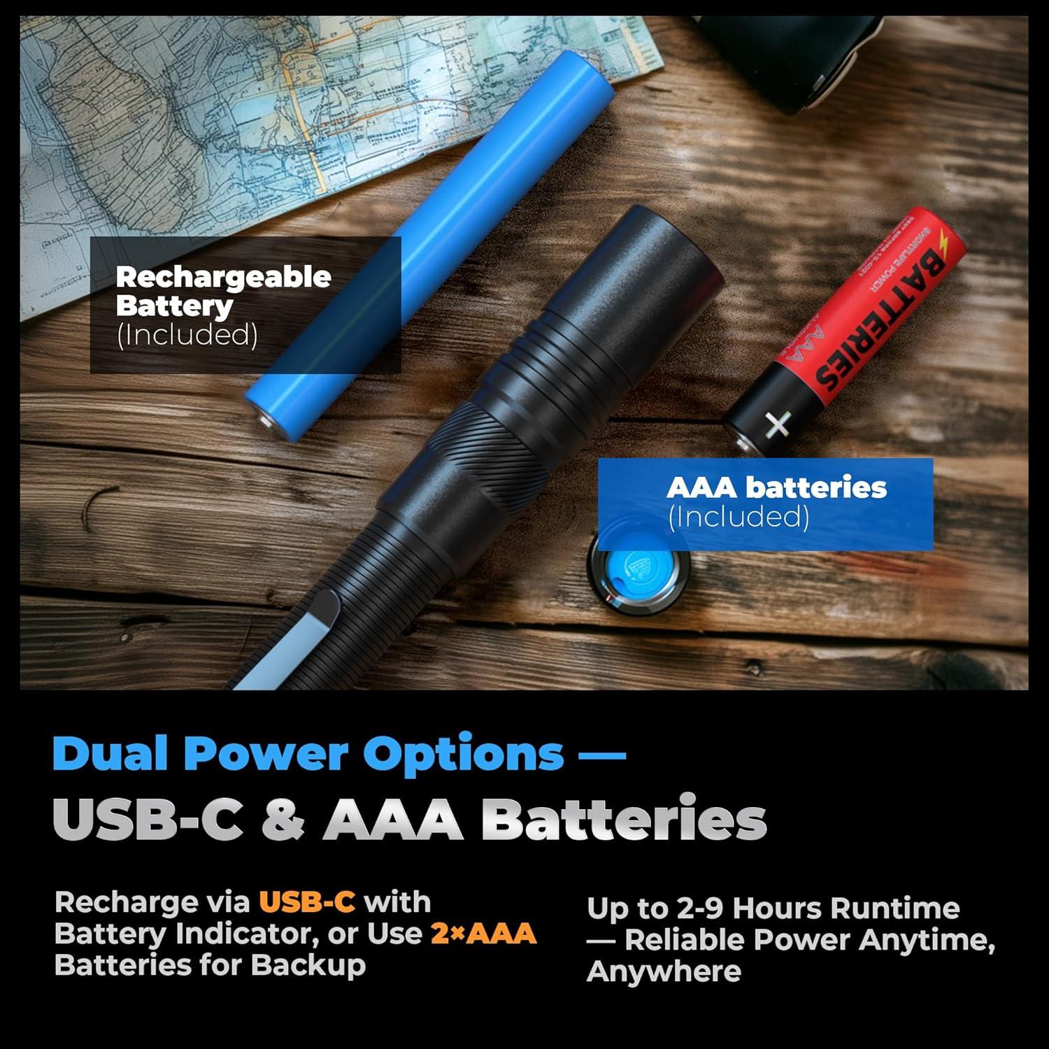 Linterna de bolígrafo recargable Lightbeoneus 800LM negra