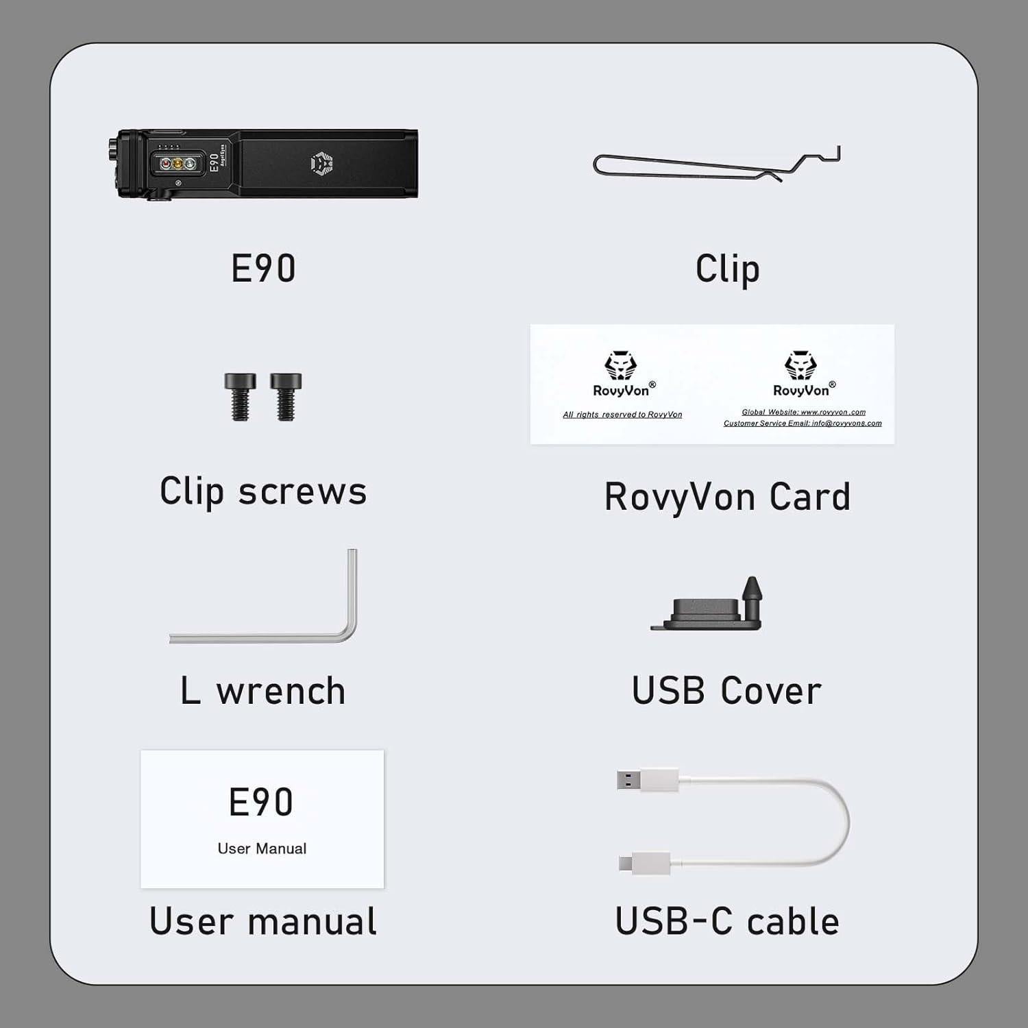 Linterna EDC RovyVon E90 Recargable USB-C 3500 Lúmenes