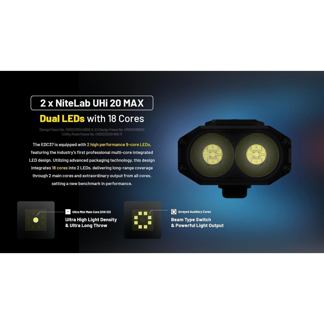 Linterna LED Nitecore EDC37 8000 Lúmenes Recargable USB