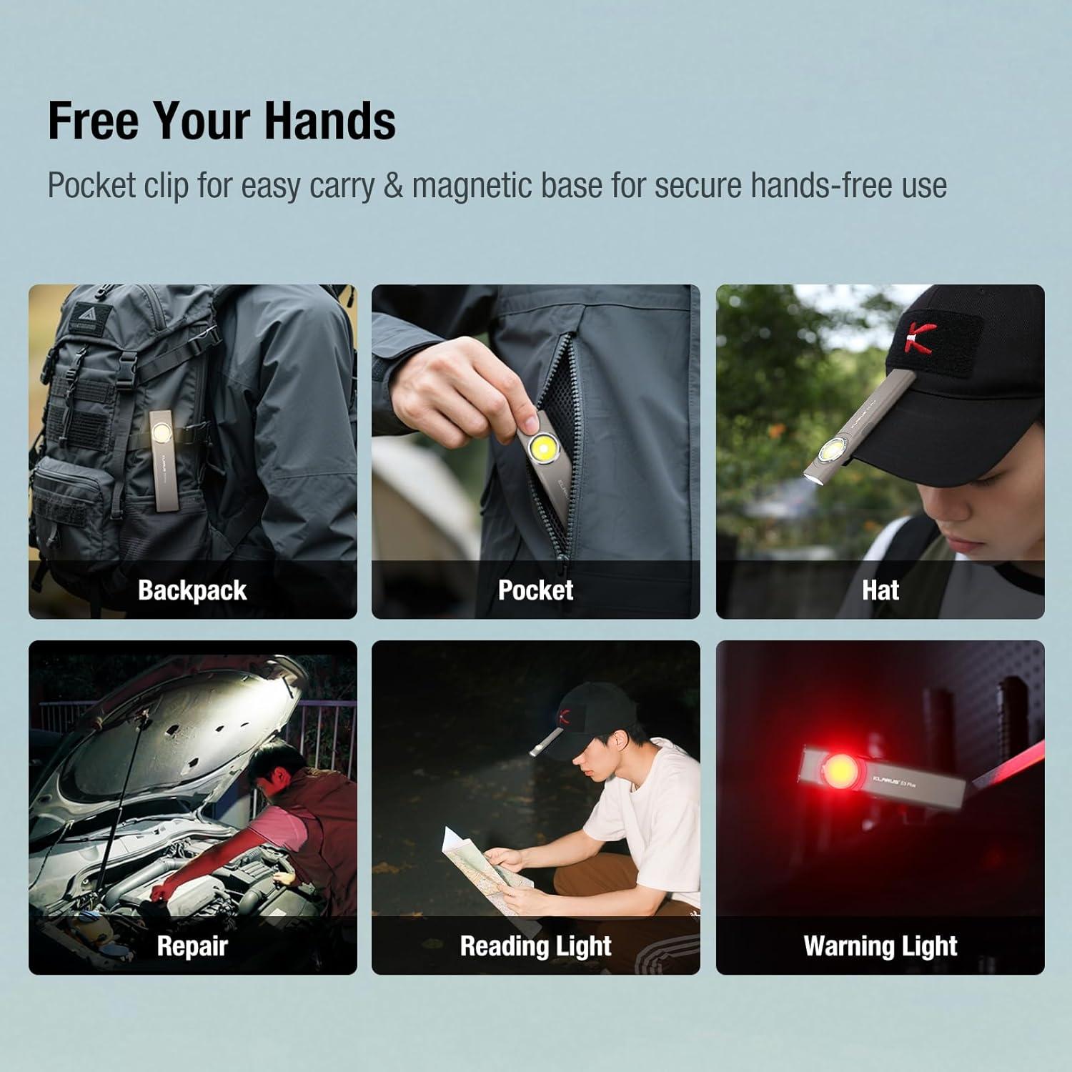 Linterna EDC Klarus E5 Plus 650 Lúmenes Recargable USB-C Gris