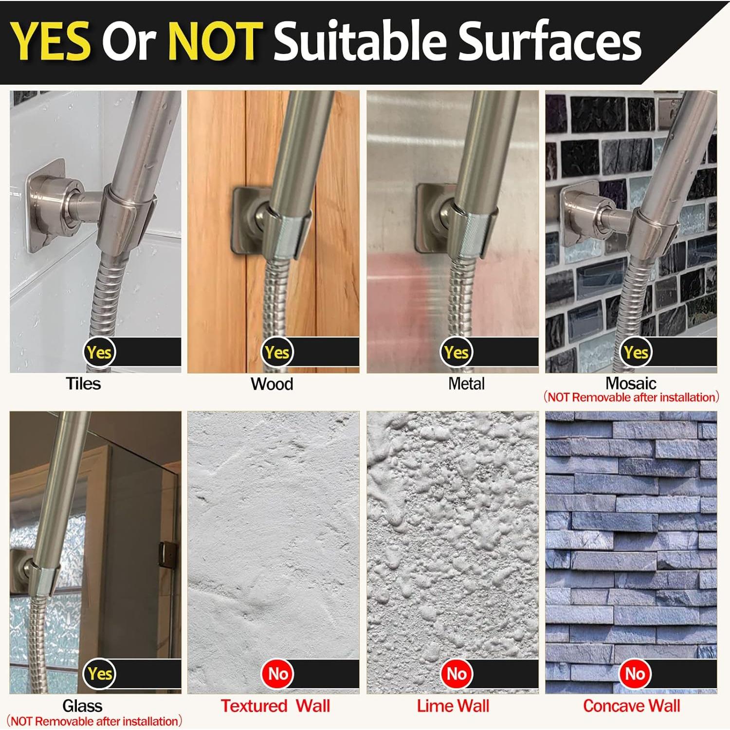 Soporte para Cabezal de Ducha YD de Latón Niquelado Sin Taladro