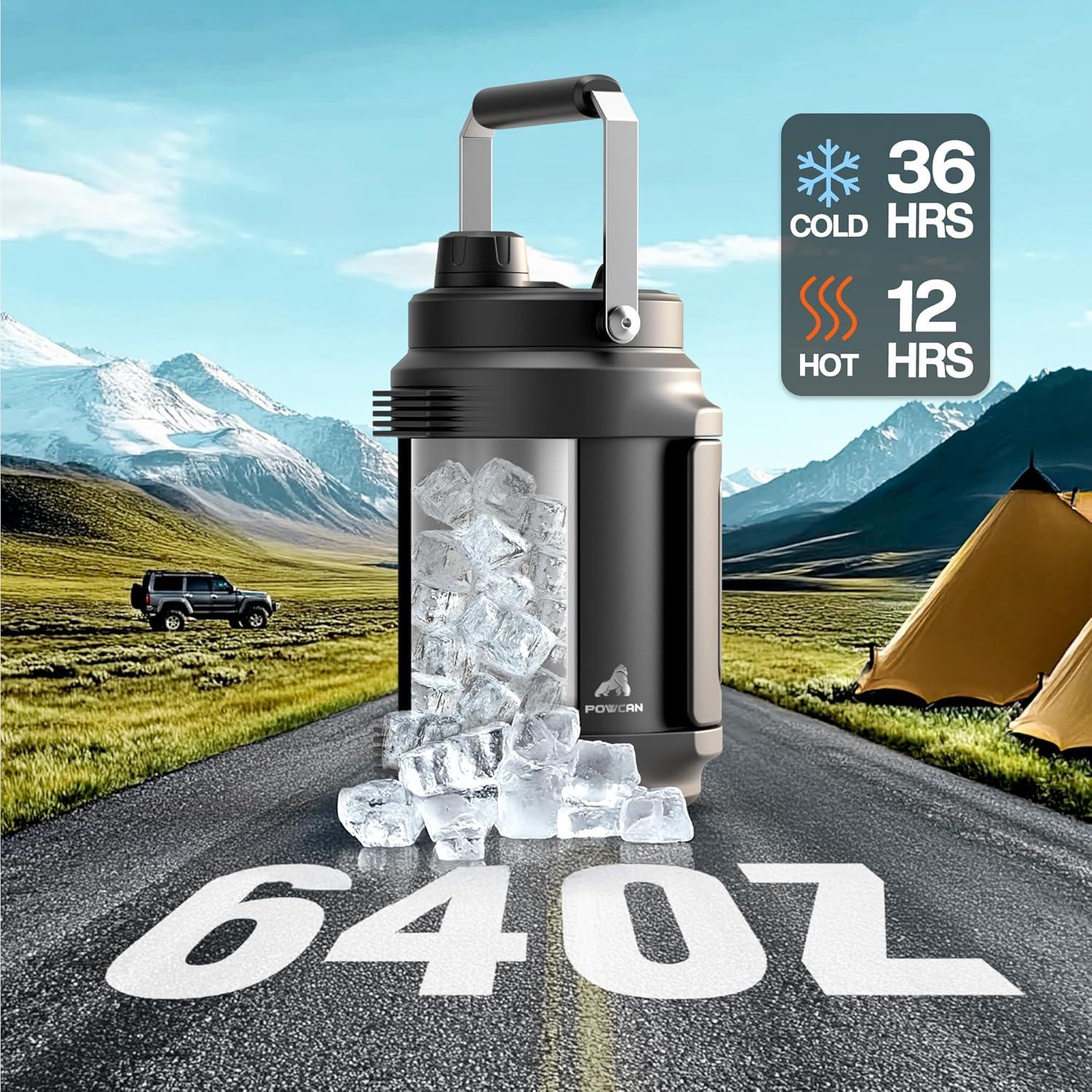 Botella de Agua Aislada 64 oz POWCAN Acero Inoxidable Medianoche