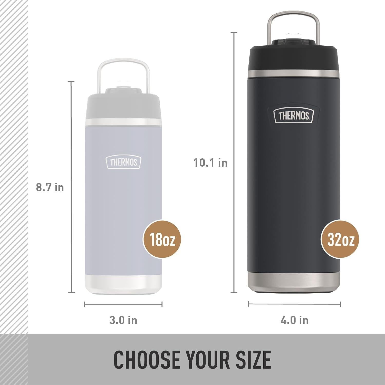 Botella de Agua THERMOS 0.95L Acero Inoxidable Mate con Popote