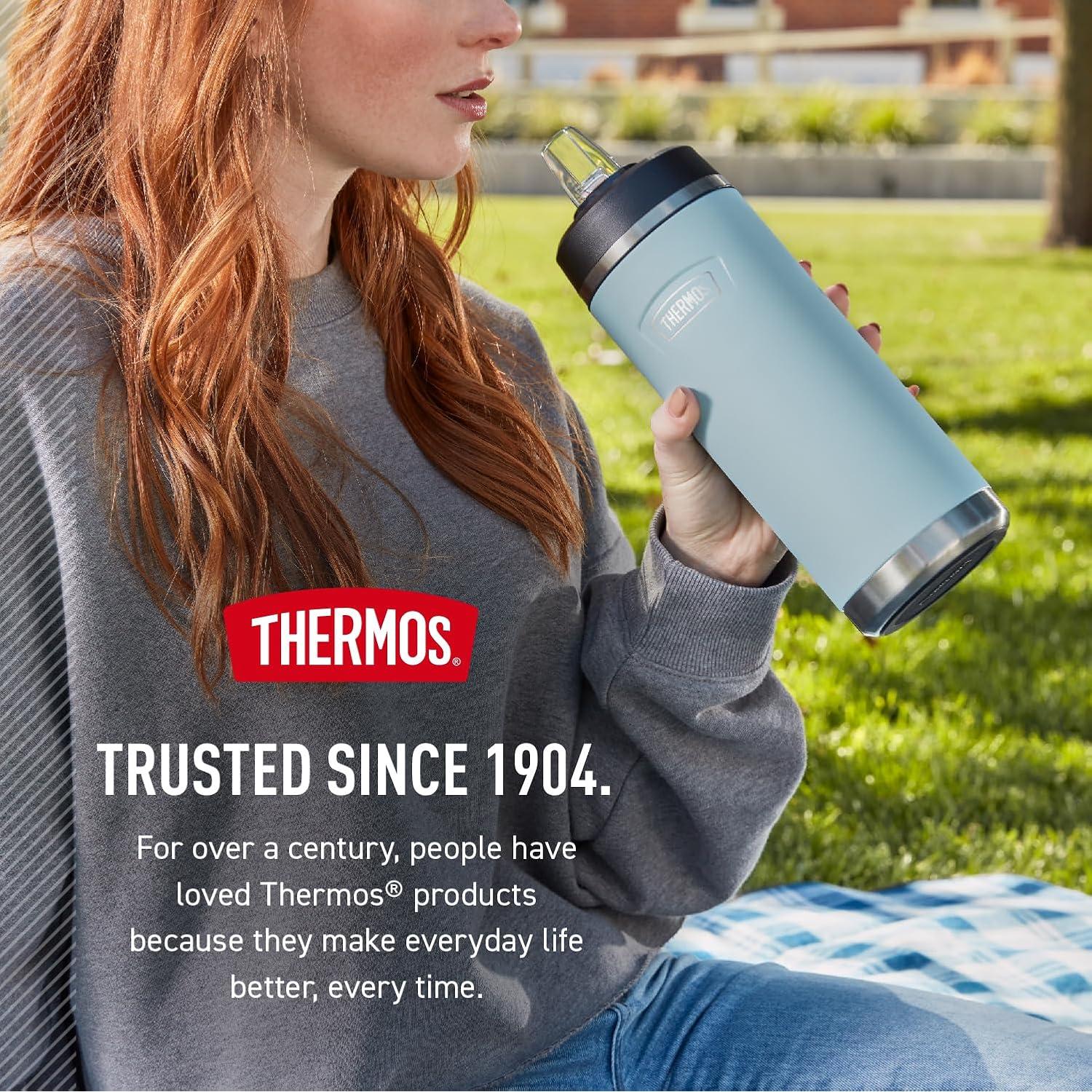 Botella de Agua THERMOS 0.95L Acero Inoxidable Mate con Popote