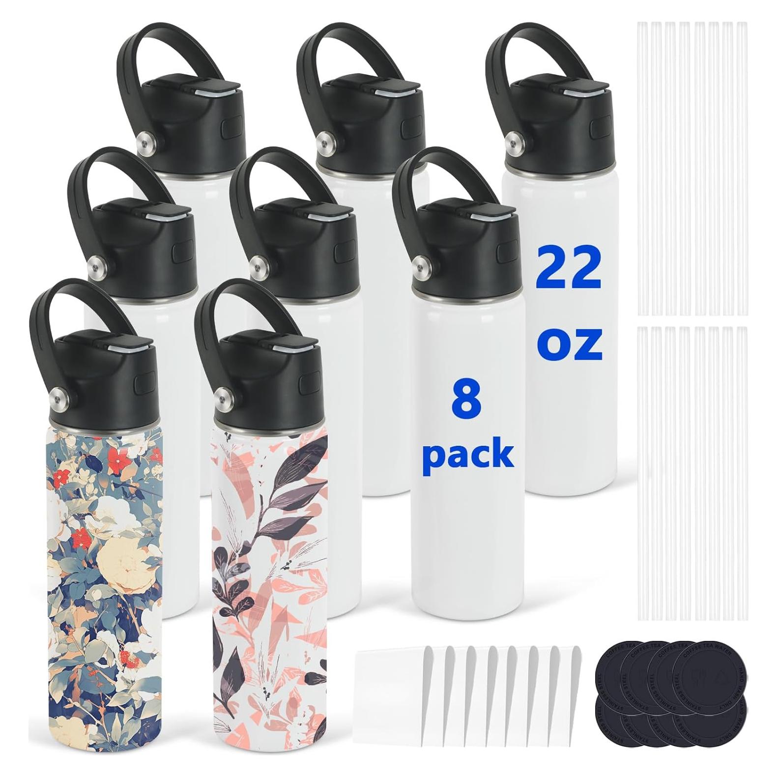 Botellas de Agua Deportivas Draheri 22 oz Acero Inoxidable 8 Pzas