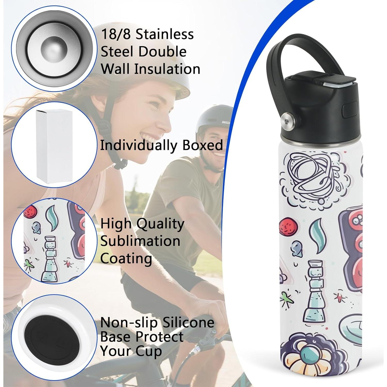 Botellas de Agua Deportivas Draheri 22 oz Acero Inoxidable 8 Pzas