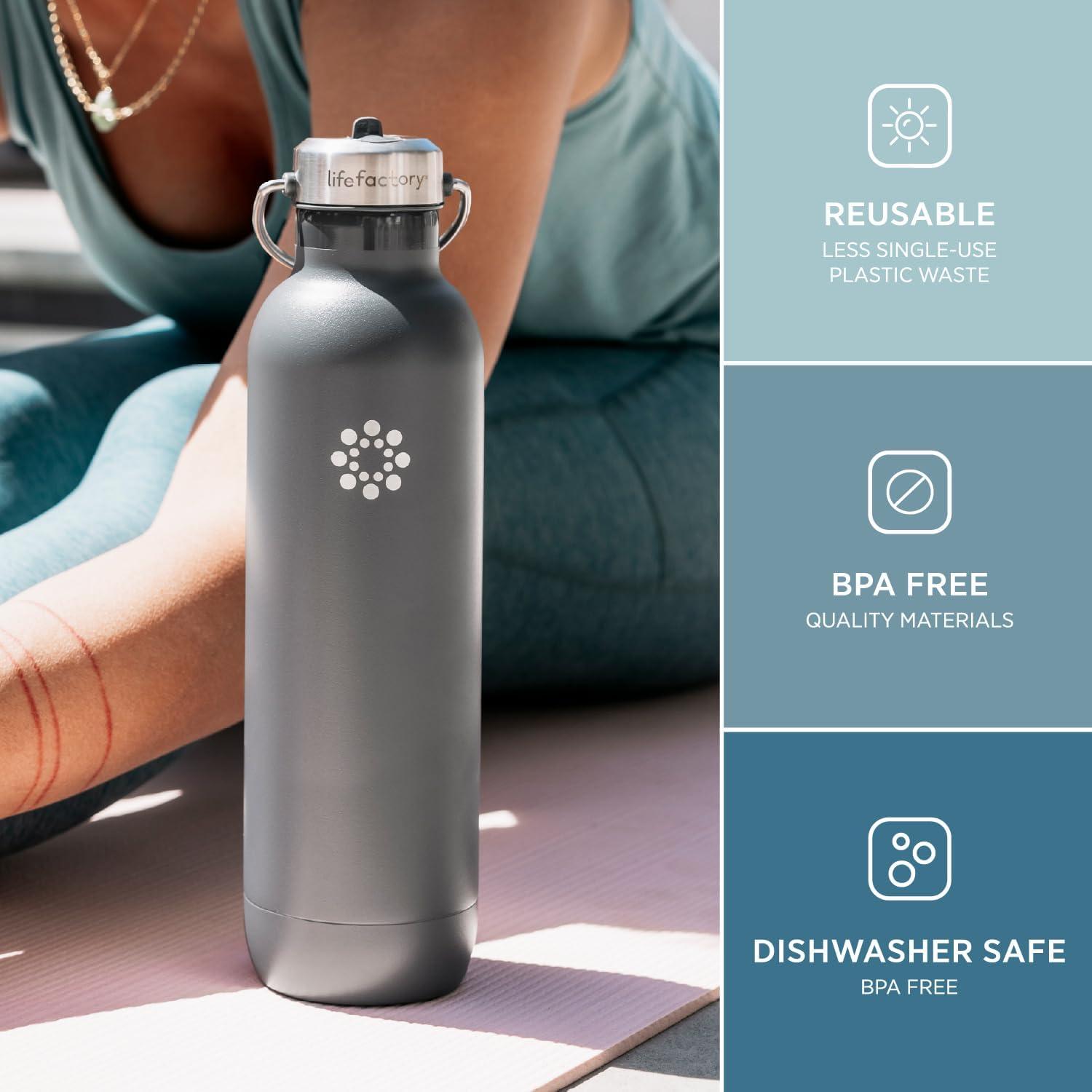 Botella Deportiva Lifefactory 0.95L Acero Inoxidable Aislada